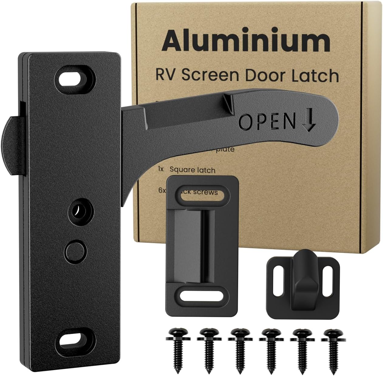 Safoner Aluminum RV Screen Door Latch Right Handle Replacement Kit for Travel Trailer, Camper, and Motorhome