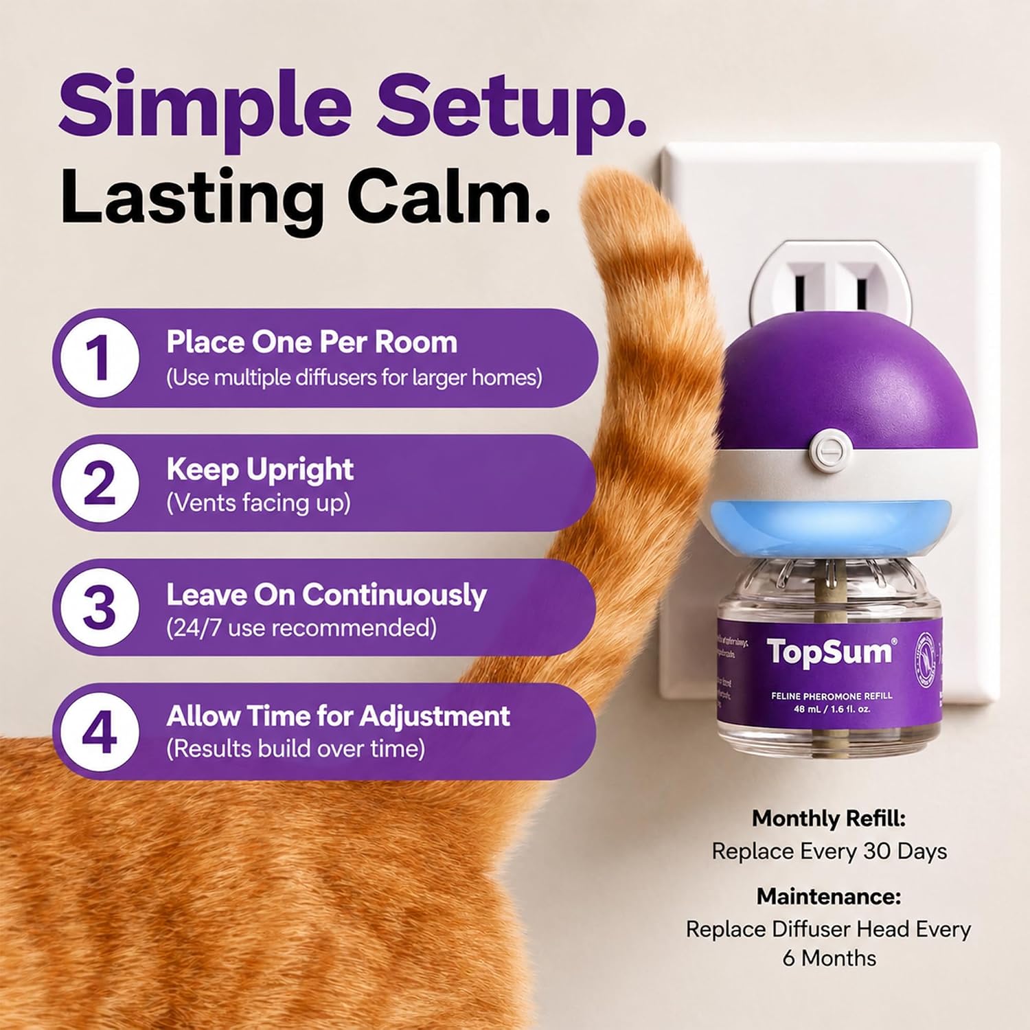 Thumbnail 6 de TopSum Cat Pheromone Diffuser, 3 Refills