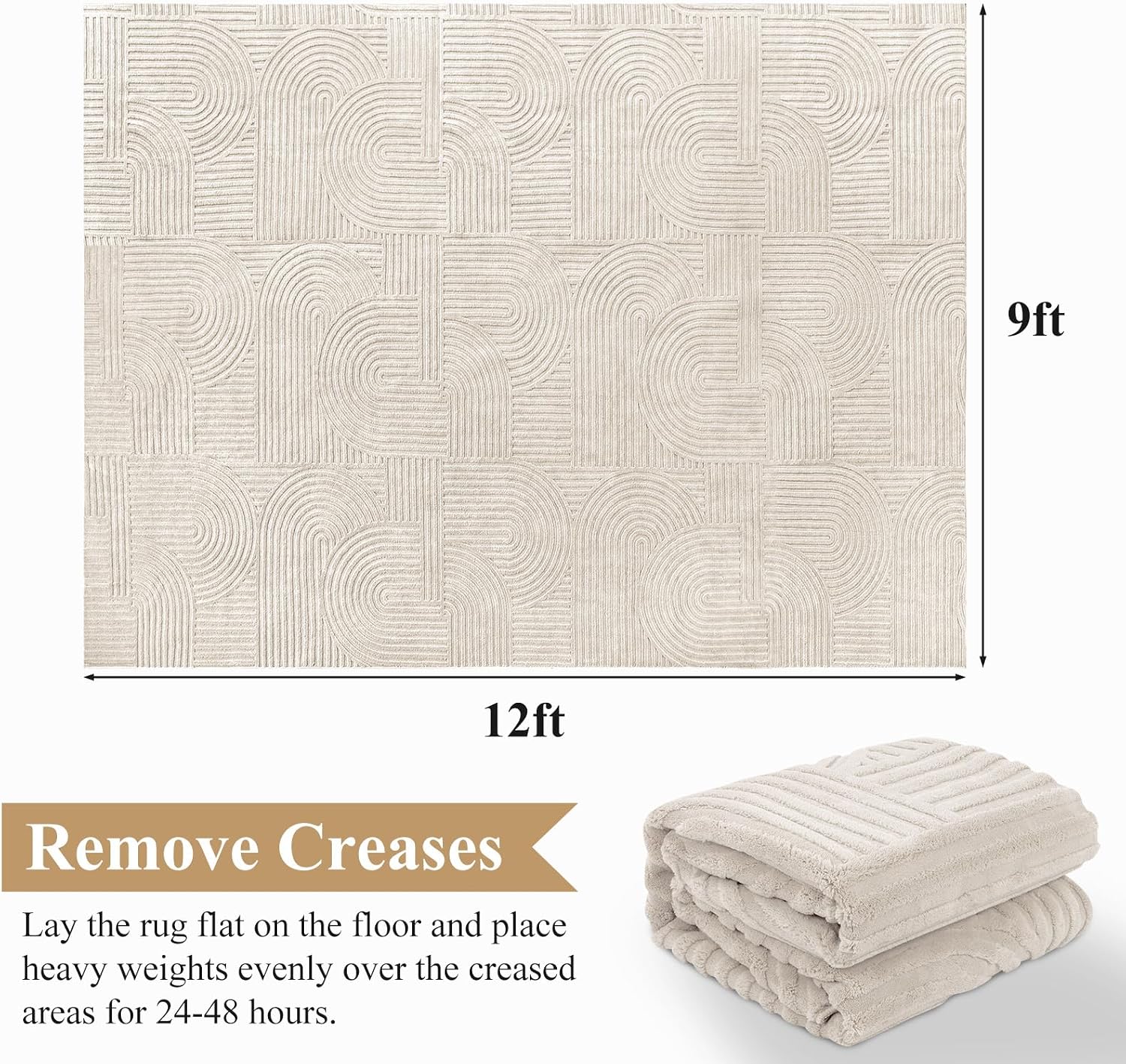 Detalle de Pauwer 9x12 Washable Area Rug: Soft, Non-Slip Boho-Style Matte for High-Traffic Living Spaces