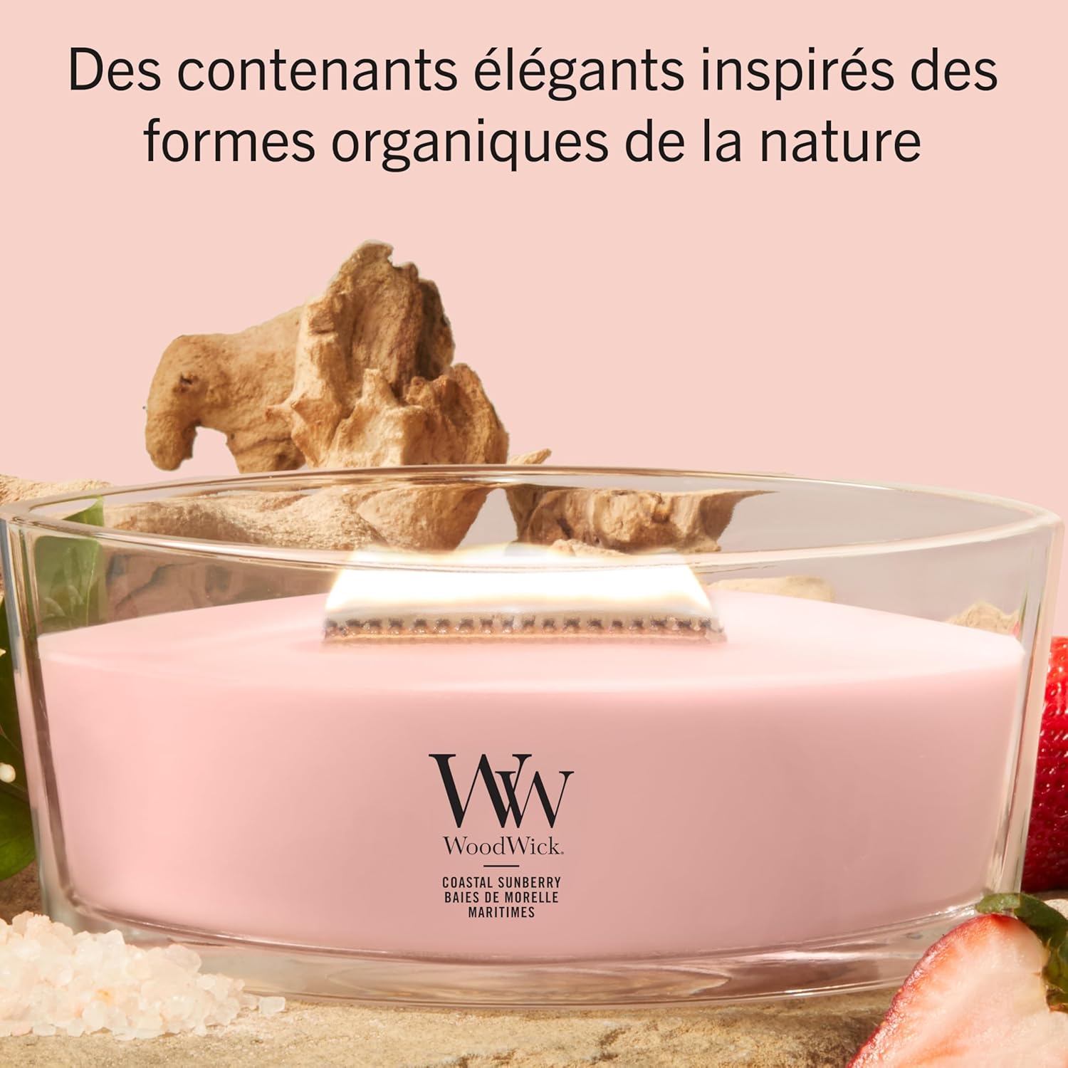 Detalle de WoodWick Bougie parfumée Ellipse – Baies de mor maritimes, édition cadeau pour femmes