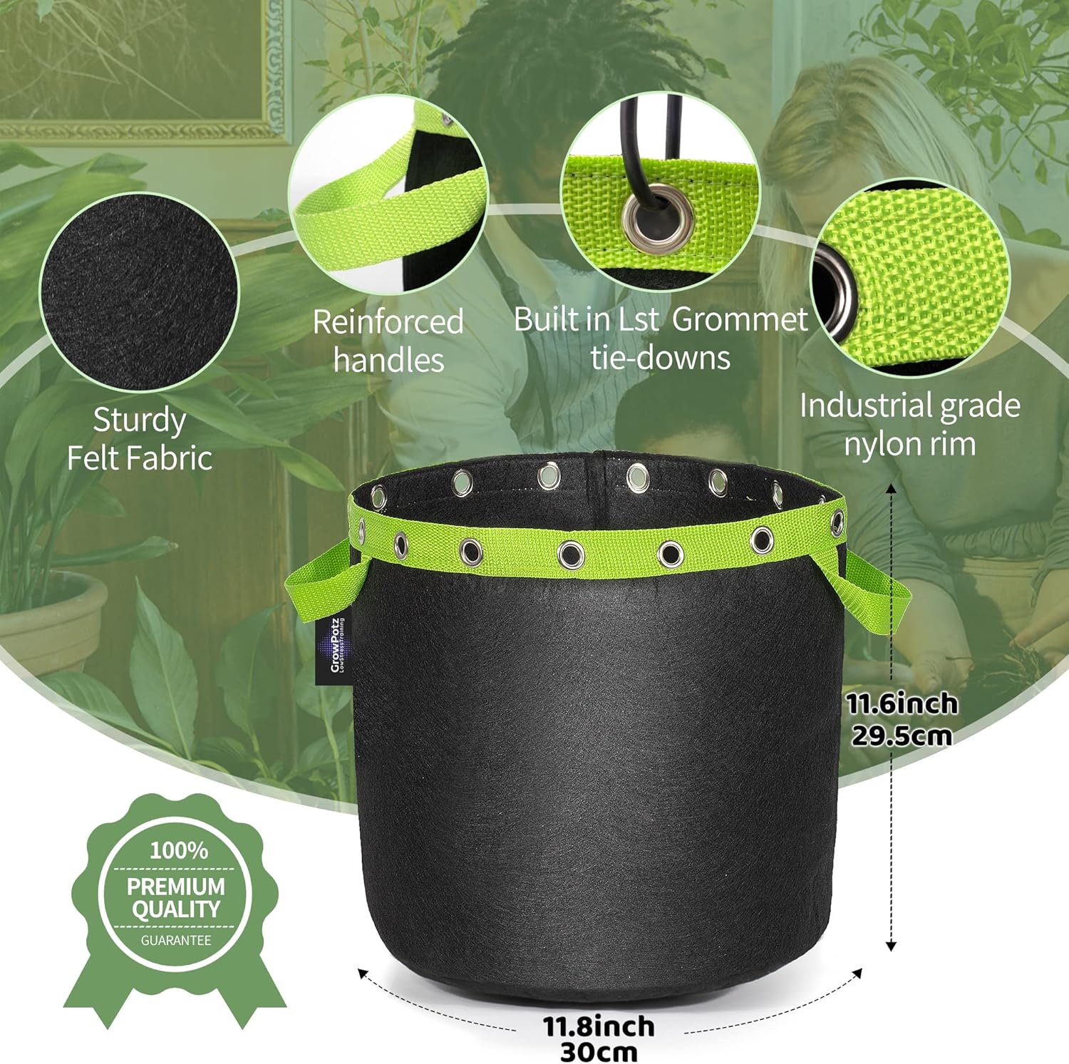 Thumbnail 2 de Growerz 20L 5-Pack LST Fabric Grow Bags for Low-Stress Training with Handles and Twist Tie