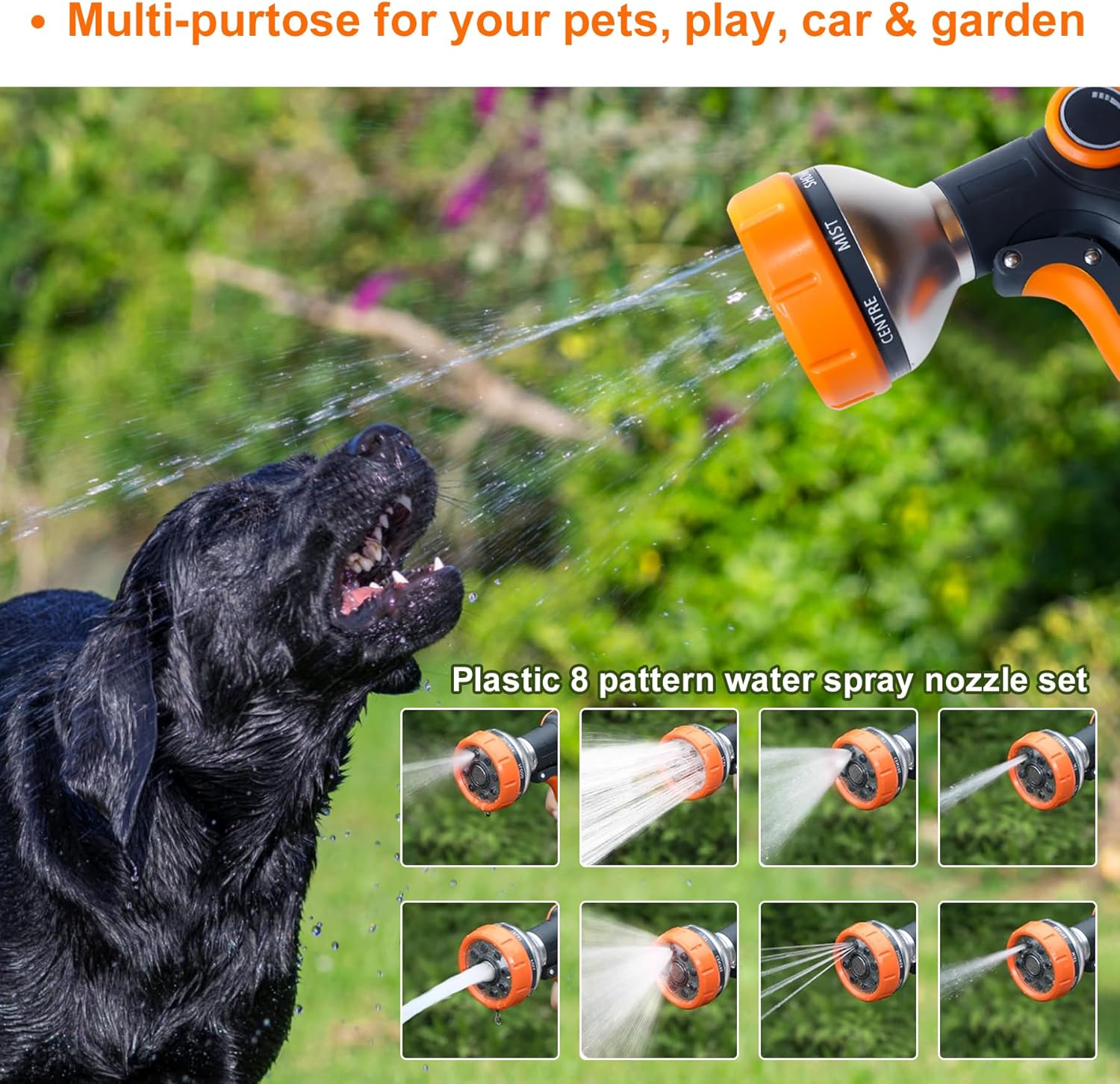 Thumbnail 4 de Laihur 8-Spray Hose Pipe Spray Gun & Garden Hose Connector Kit for Terraces, Courtyards and Car Cleaning