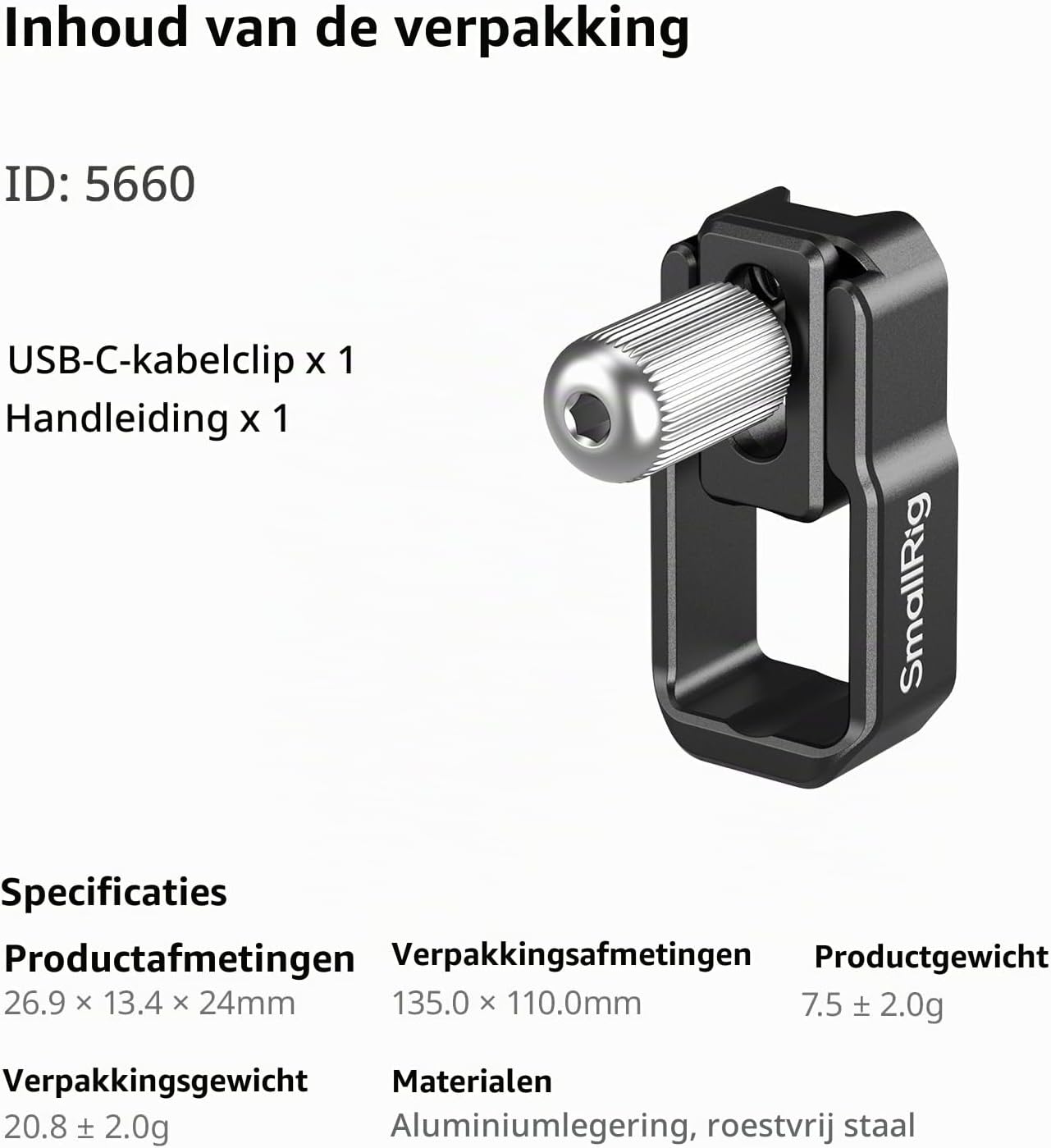 Thumbnail 6 de SMALLRIG 5660 USB-C-kabelklem voor Canon C50-cagekits met snelsluiting
