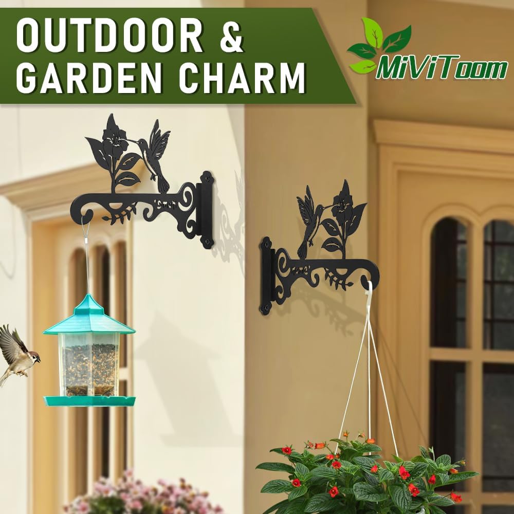 Thumbnail 1 de MIVITOOM 2 Pack Hanging Basket Brackets: Easy Outdoor Wall Mounts for Lanterns, Baskets and More