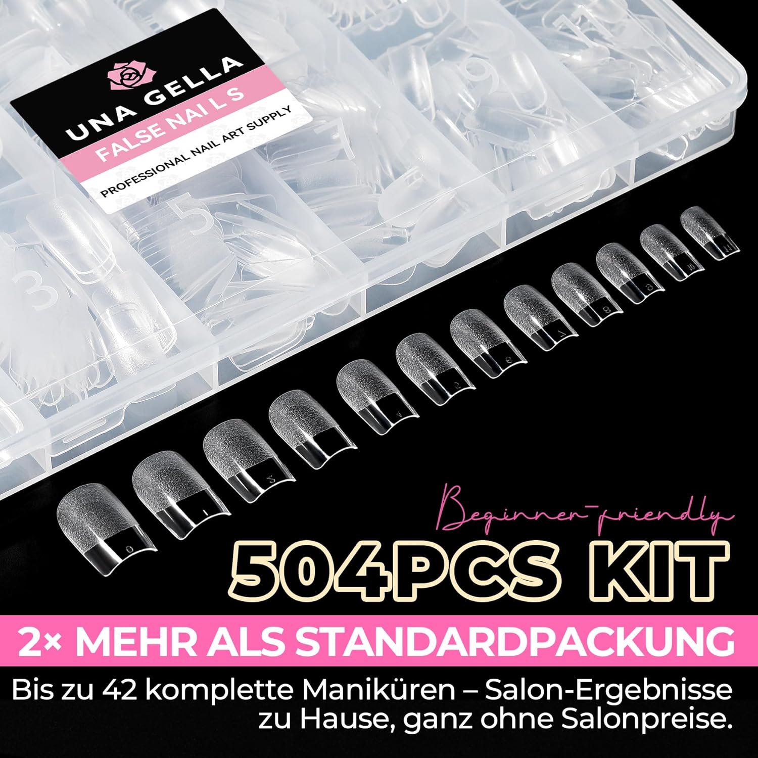 Thumbnail 5 de UNA GELLA Nail Tips – 504 Stück Soft-Gel Short Square Nageltips für Gel, Acryl und Dip-Powder