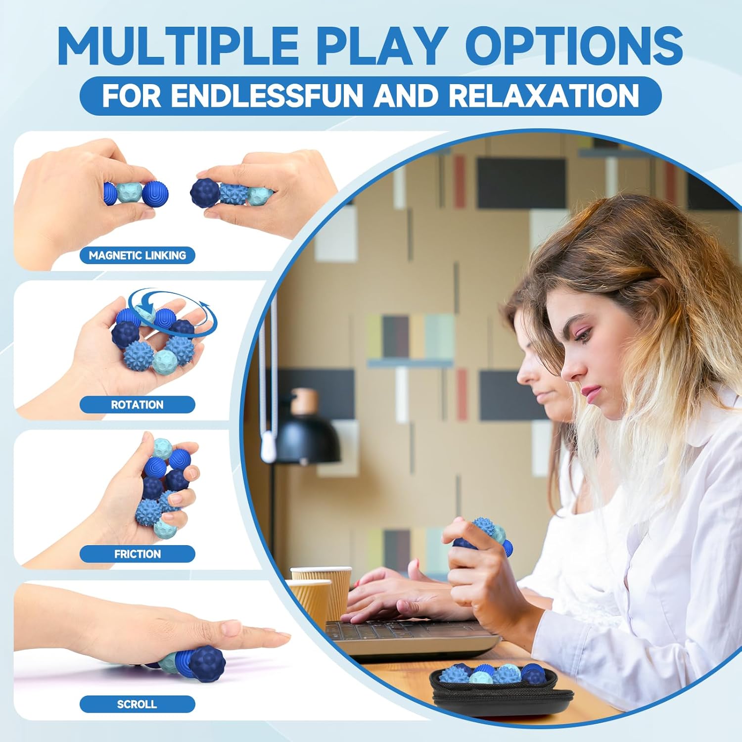 Thumbnail 4 de Magnetic Fidget Balls for Adults & Teens: Quiet Silicone-Coated Magnetic Play for Stress Relief and Focus