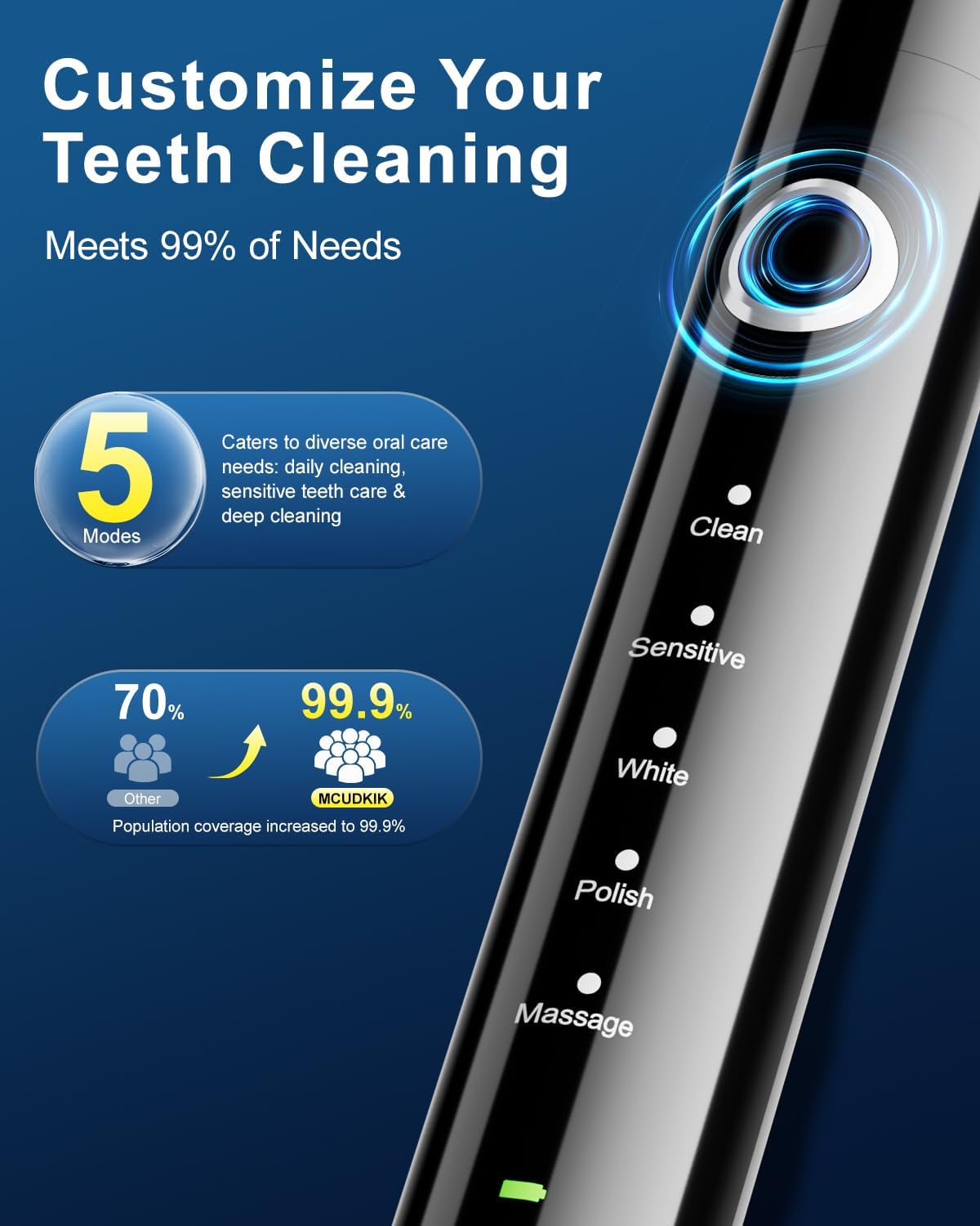 Thumbnail 3 de MCUDKIK Rotating Electric Toothbrush for Adults — 8 Brush Heads, 5 Modes, USB Charging, IPX7, Travel Case