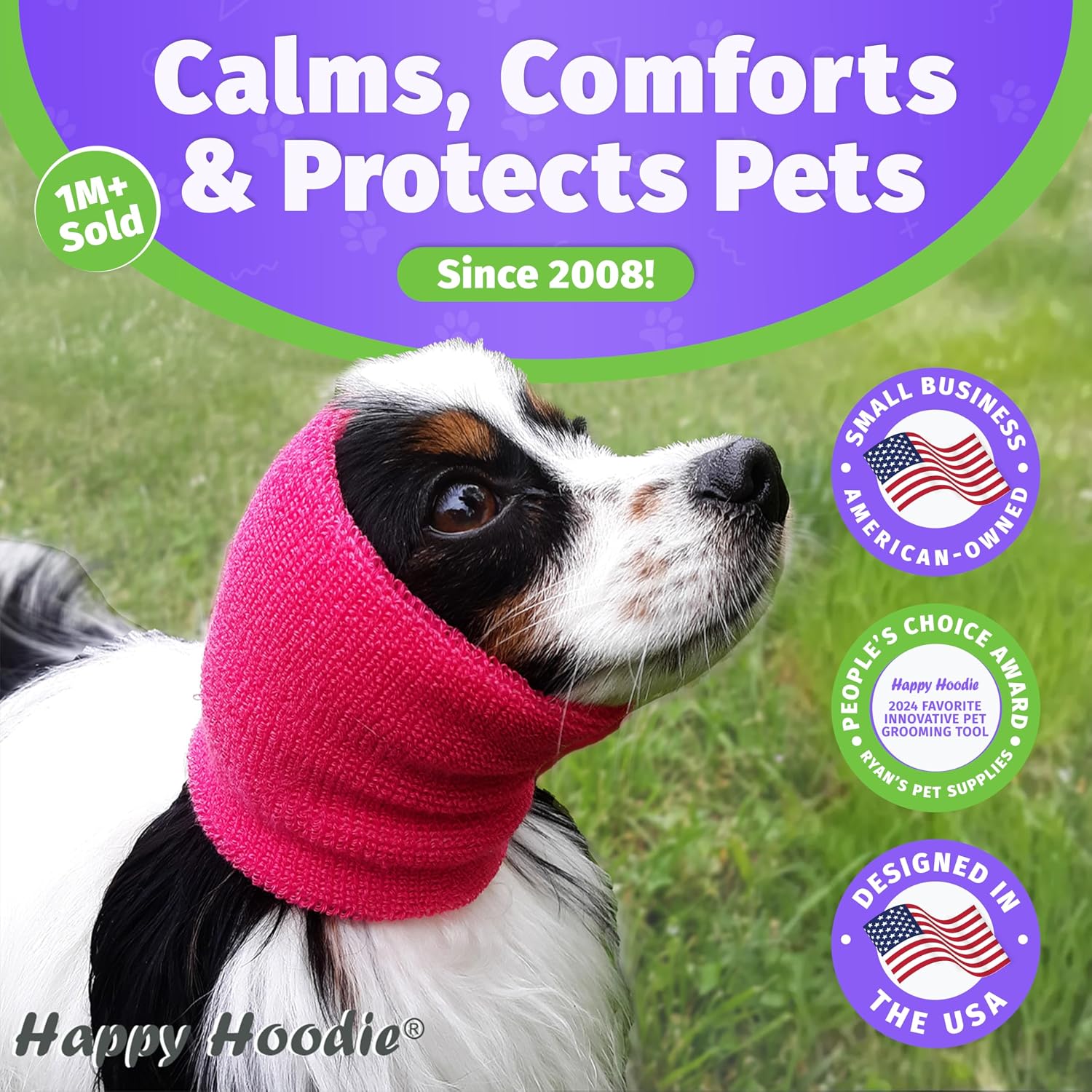 Detalle de ZONI PETS Happy Hoodie The Original 犬・猫用イヤーカバー XS ブラック 伸縮性ファブリック