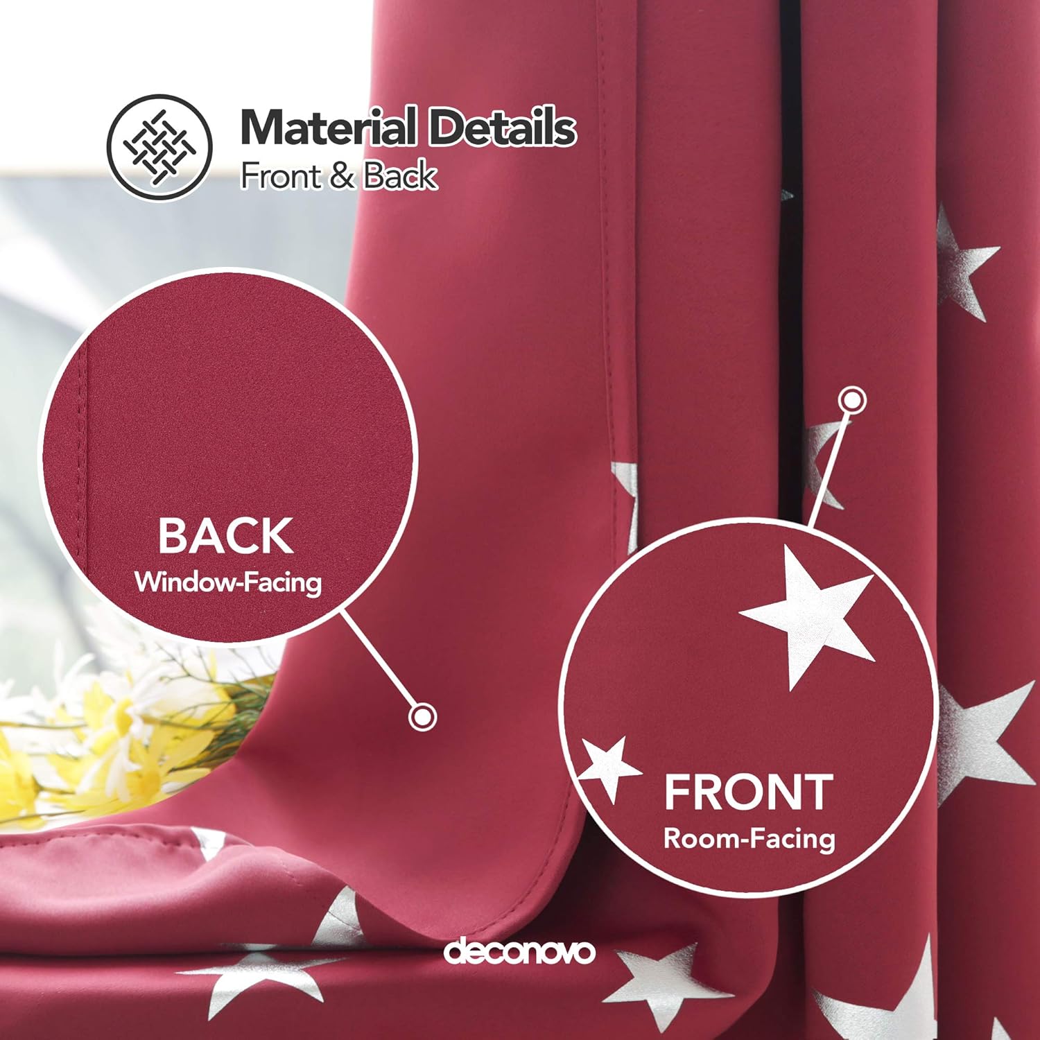 Detalle 1 de Deconovo Christmas Star Curtains 52 x 84 inch