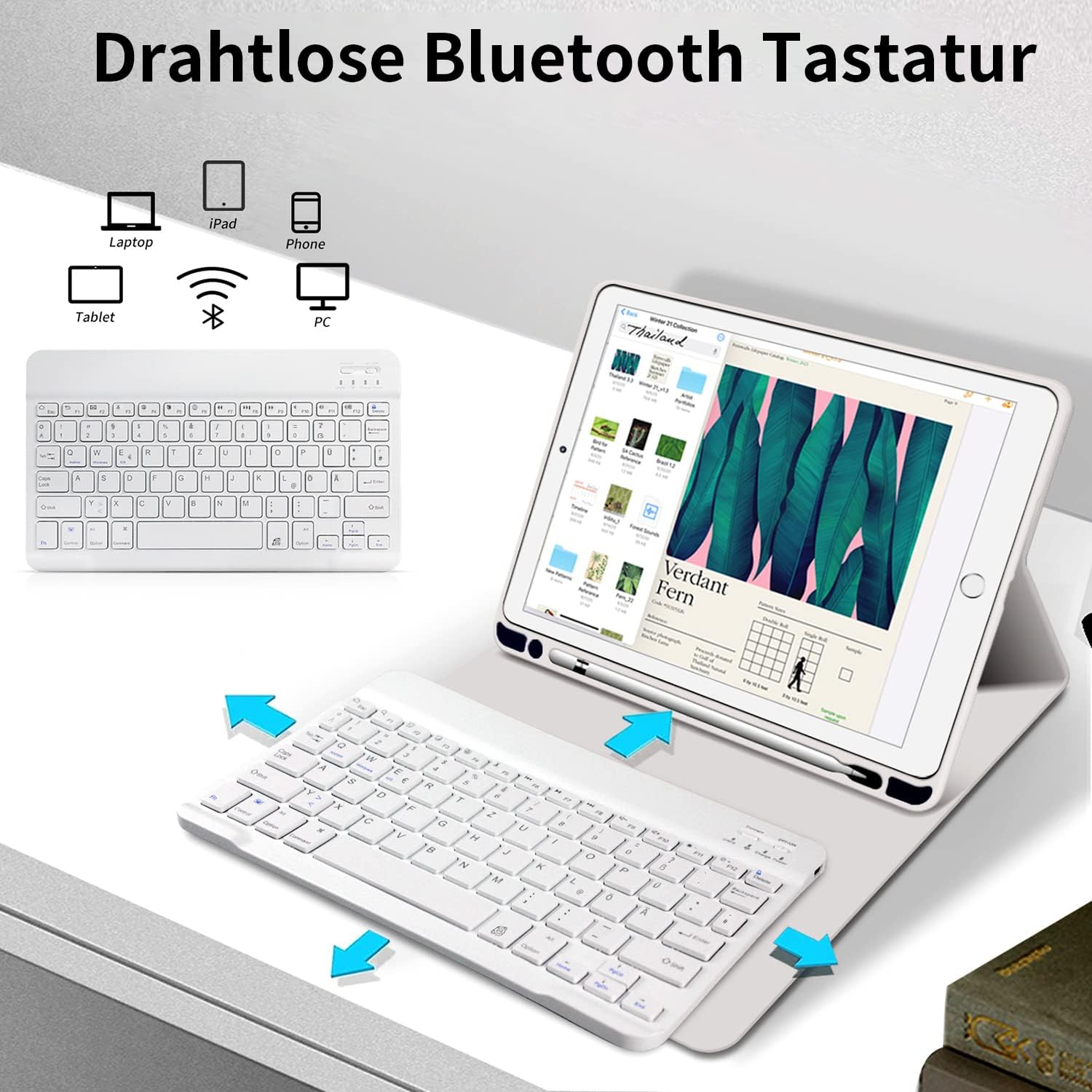 Thumbnail 4 de ZOYU Hülle mit Tastatur für iPad 9. Generation / 8. Generation / 7. Generation 10,2 Zoll – Grau
