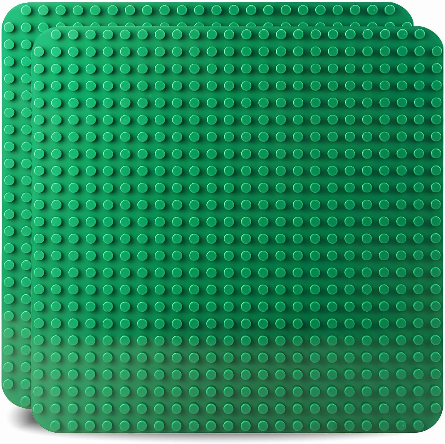 Detalle de HUIZDQ 2er-Set große Bauplatte (38,4 x 38,4 cm) mit 24 x 24 Noppen – grün, Classic Grundplatte für Klemmbausteine