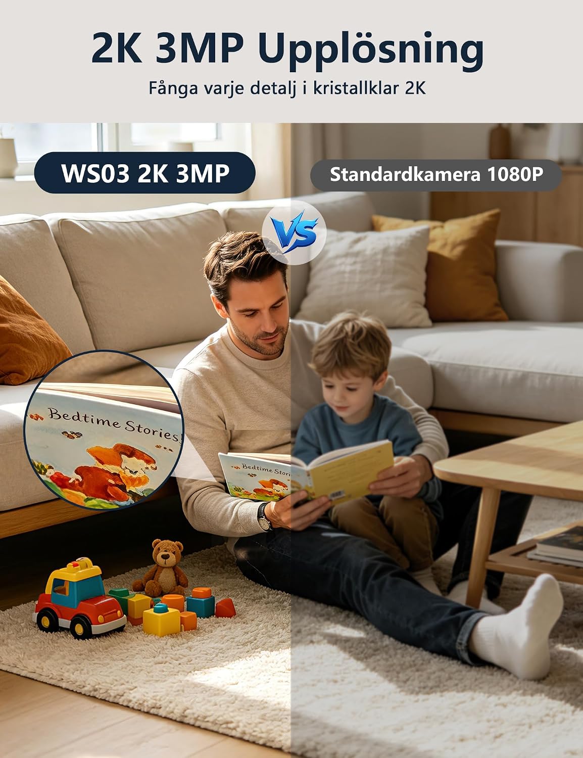 Detalle 2 de Surfola WS03 inomhuskamera med 2K, PTZ och mörkerseende