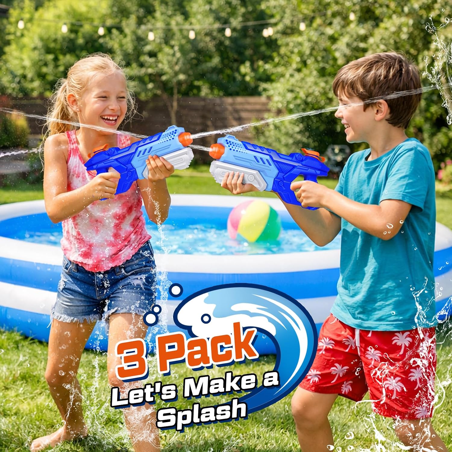 Thumbnail 6 de Quanquer 3 Pack Water Guns for Kids & Adults – 600cc High Capacity Soaker Blaster (Blue)