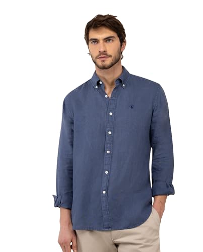 Detalle de El Ganso Camisa Lino Garment Dyed Button Down Marino