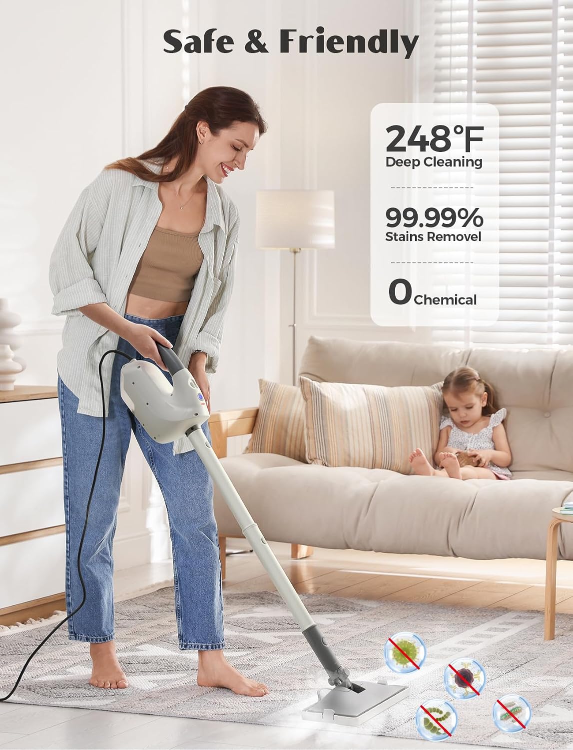 Thumbnail 6 de Upgraded steam mop with detachable handheld steamer (10-in-1) PureSwirlz, 350ml tank, 10s heat-up
