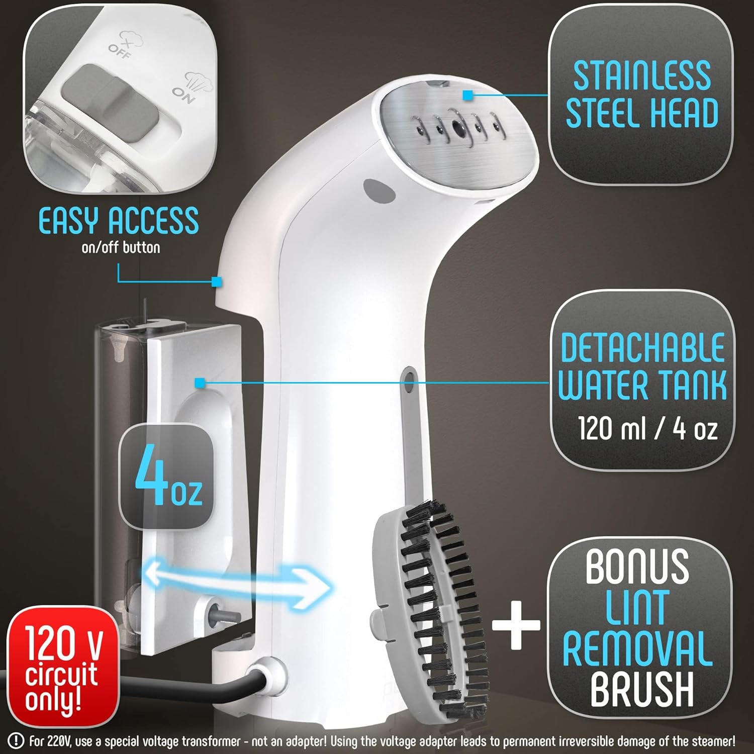 Thumbnail 5 de Portable Travel Steamer with Metal Head ⚙