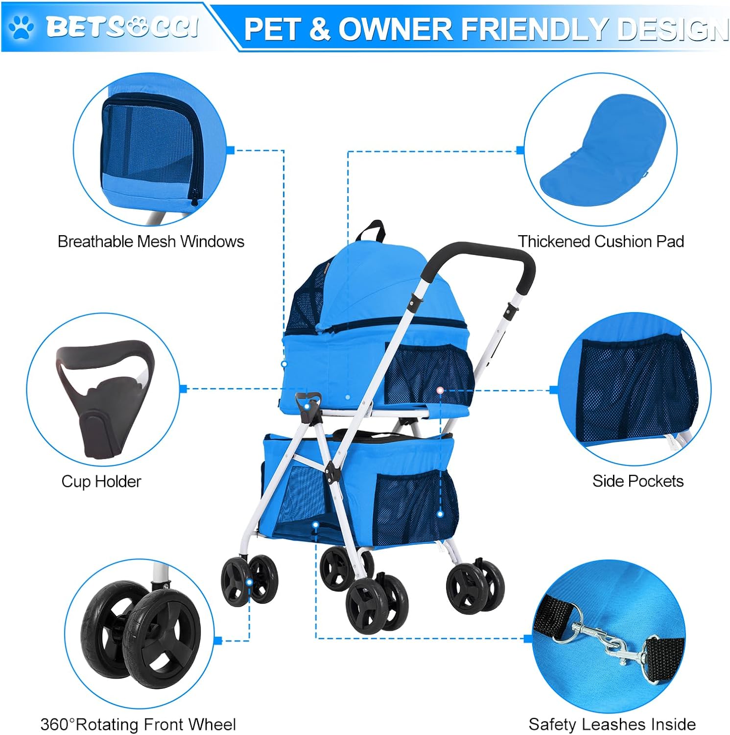 Detalle 2 de Pet Stroller 44 lb Capacity
