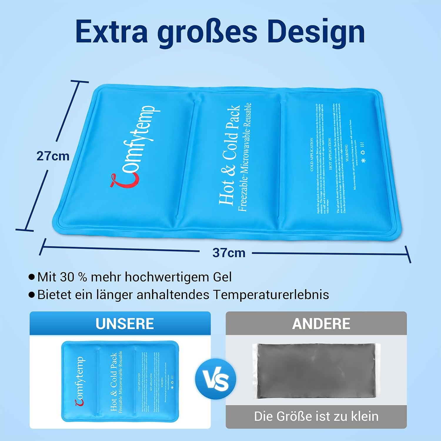 Thumbnail 1 de Comfytemp K9103013 groot gelkompres 27 x 37 cm, verstelbare band, warm en koud