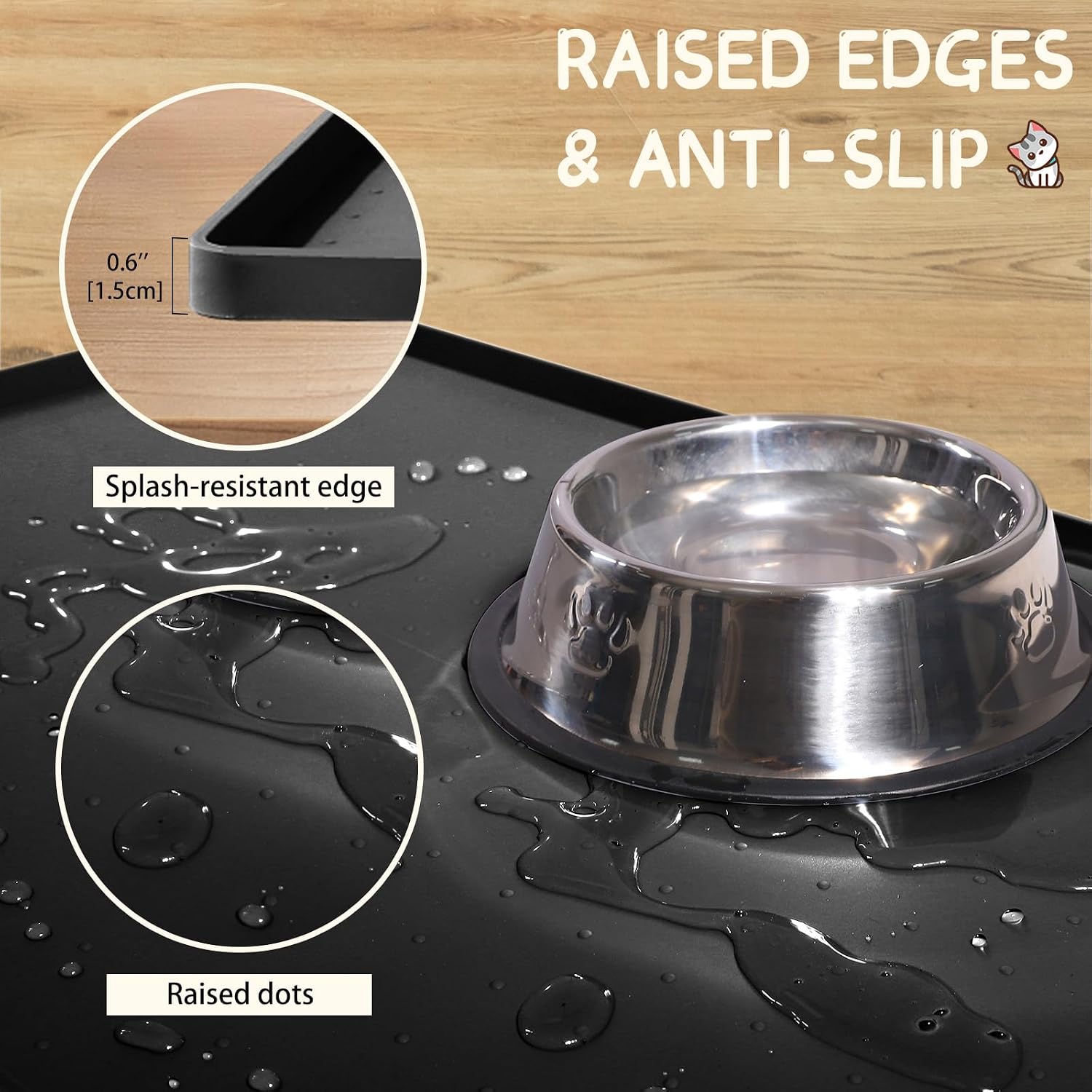 Detalle de MateeyLife Silicone cat dog food mat 24×16