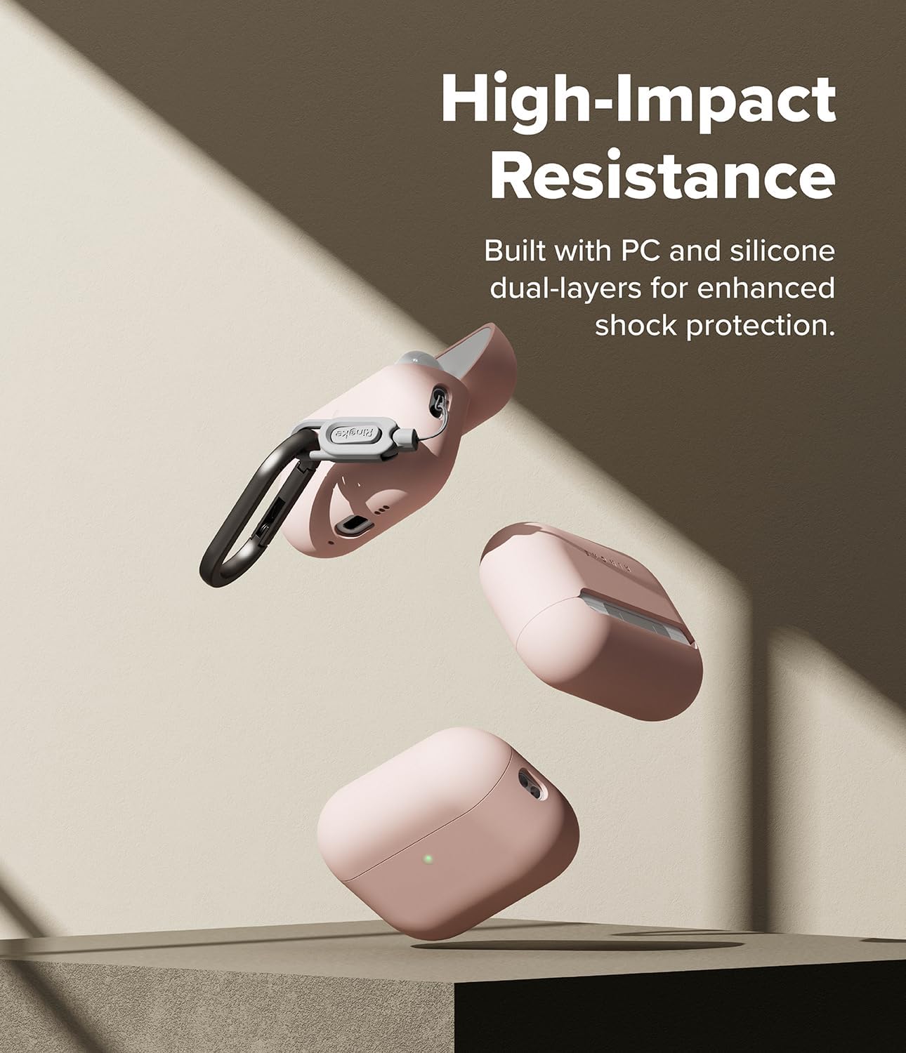 Detalle de Ringke Silicone Case for AirPods Pro 3 with Carabiner – Pink Sand