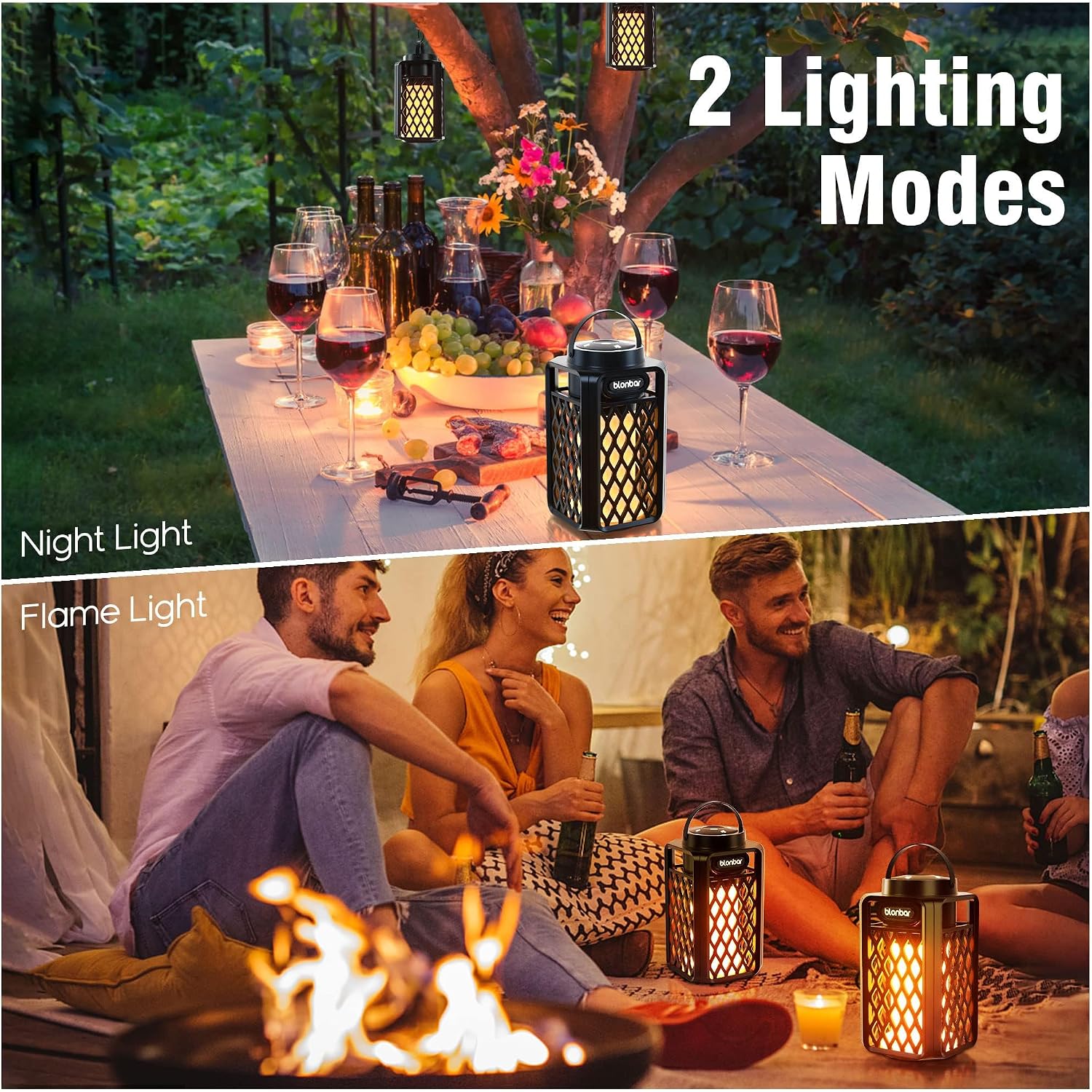 Detalle 2 de blonbar Bluetooth-Lautsprecher mit Flammenlicht (IP65) – Outdoor-Lautsprecher & Taschenlampen-Optik für Terrasse und Garten