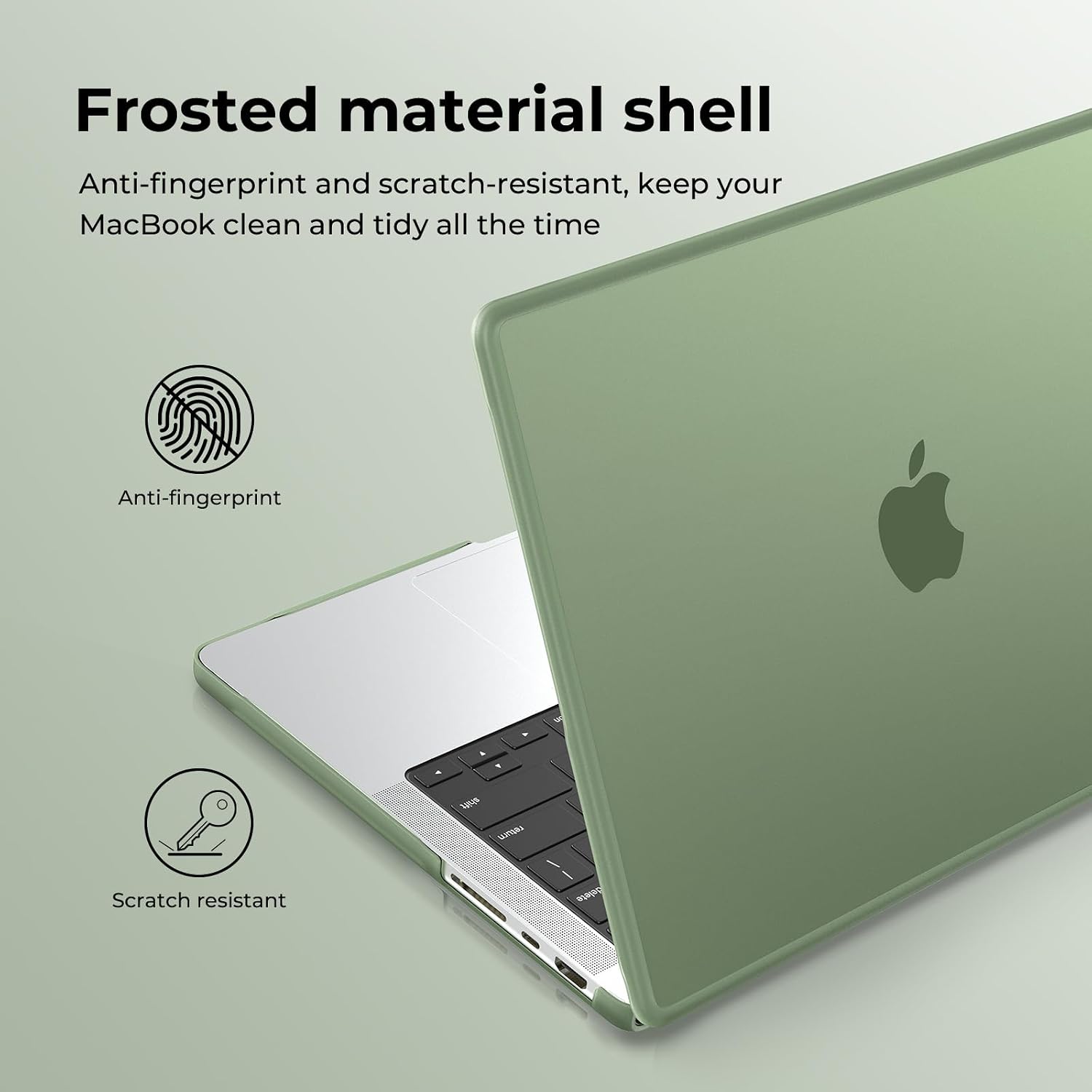 Thumbnail 3 de BlueSwan Case for 14-inch MacBook Pro (M1–M6/2021–2026): TPU Frame + Frosted Green Ultra-thin Protective Cover