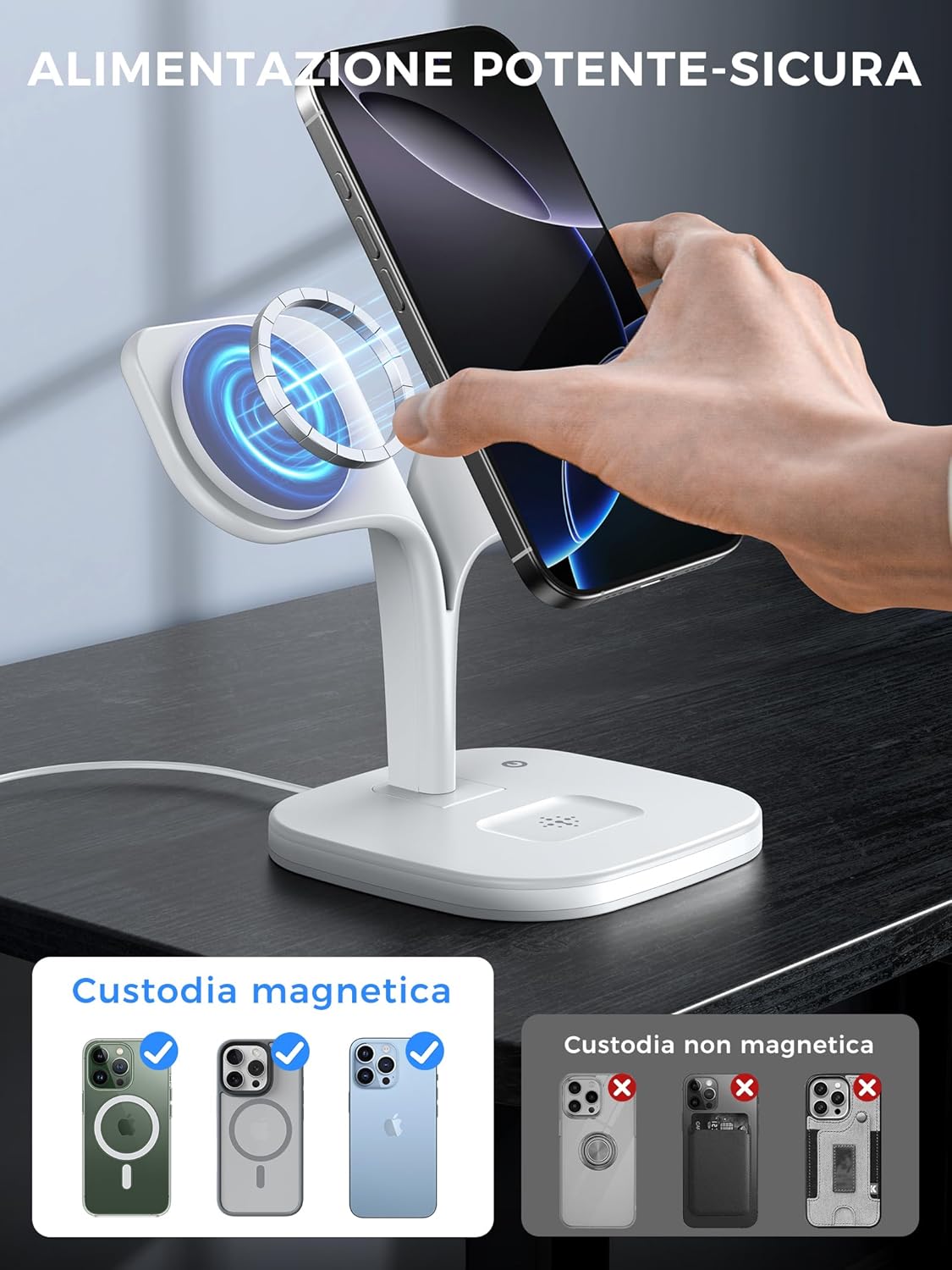 Thumbnail 5 de HJCE Caricatore Wireless 3 in 1 MagSafe per iPhone, Apple Watch e AirPods – Stazione di ricarica completa