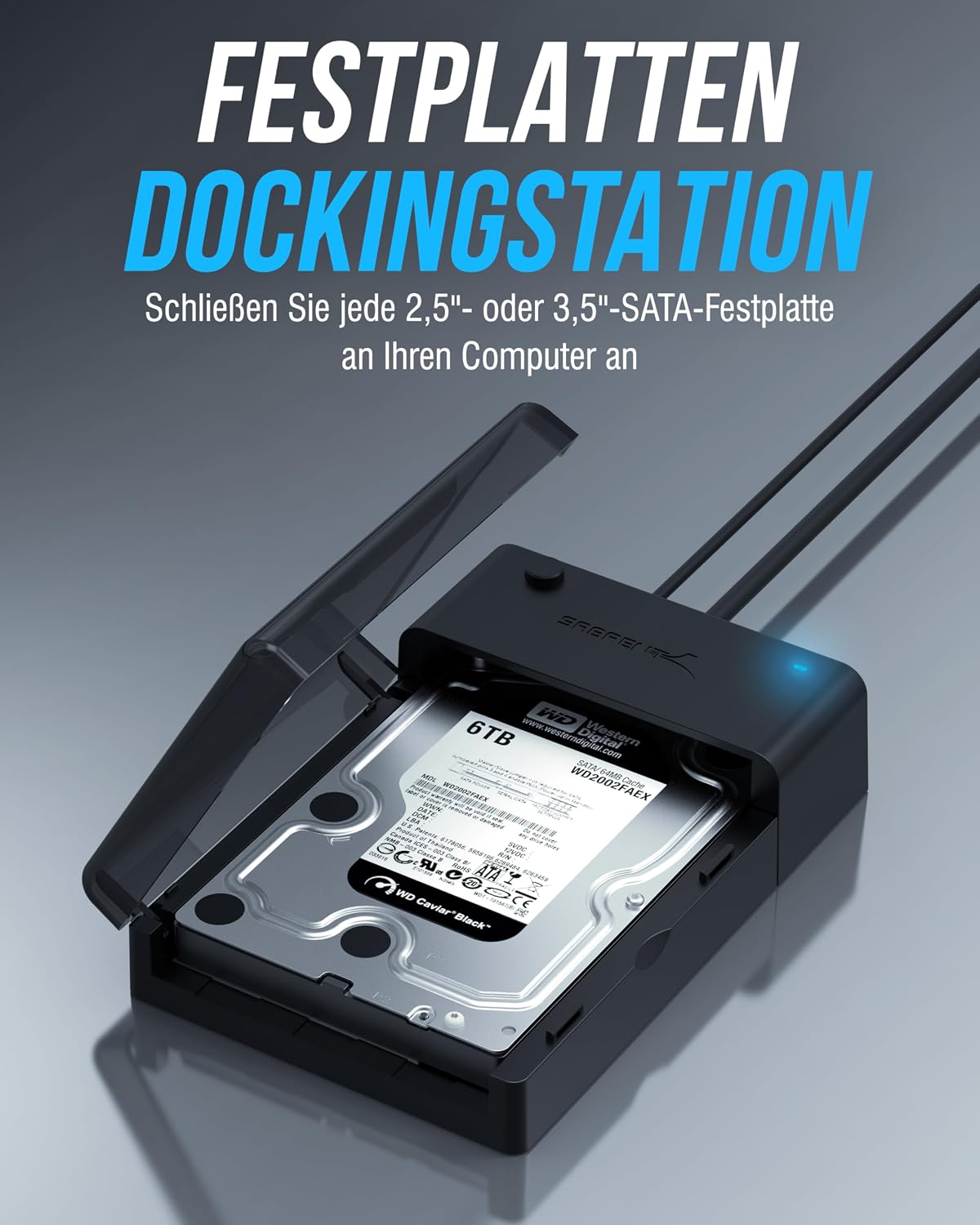 Detalle 2 de SABRENT EC-DFLT Dockingstation für 2,5"/3,5" HDD/SSD