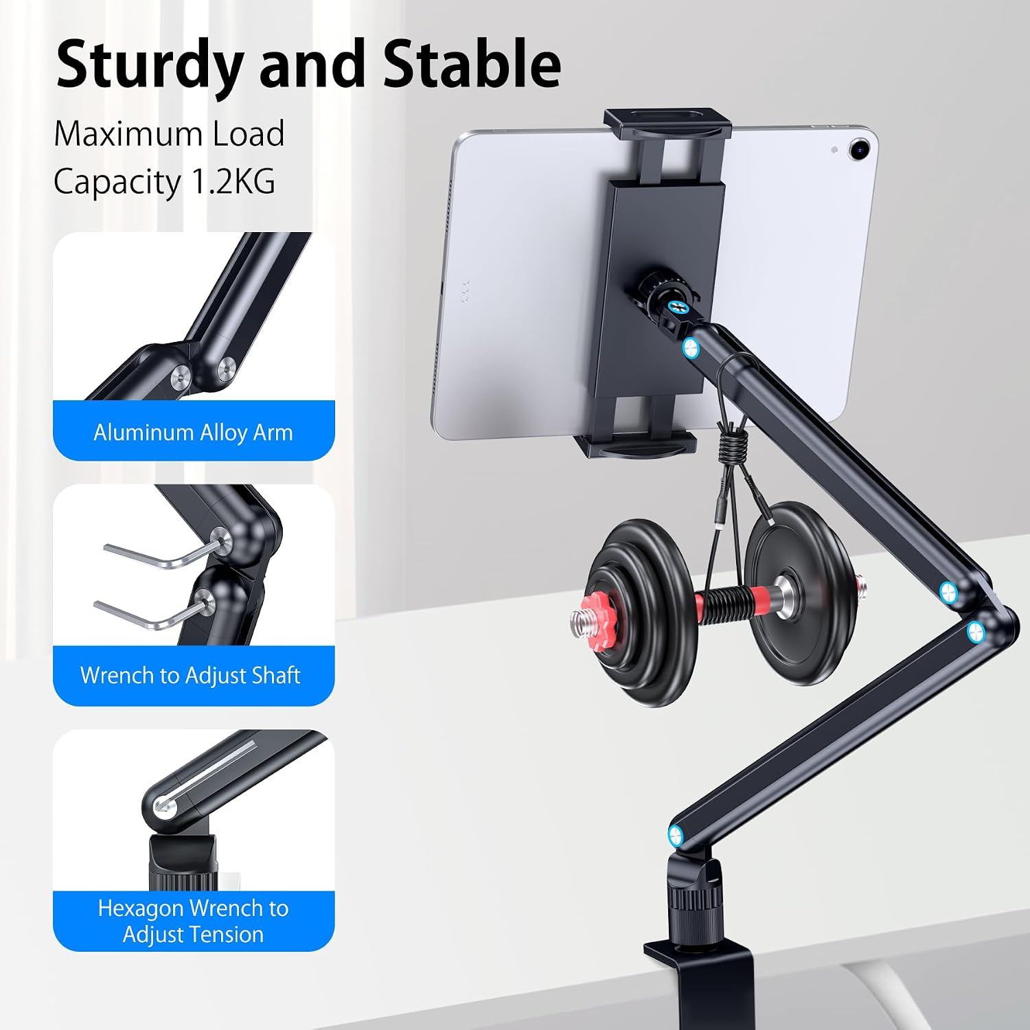 Thumbnail 3 de CreaDream aluminium tablethouder met 360° draaibare arm voor 4,7 tot 13 inch
