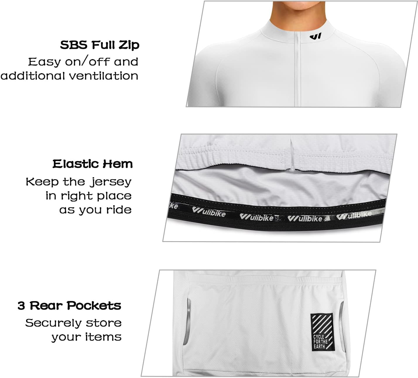 Thumbnail 5 de Wulibike Damen Langarm Fahrradtrikot – atmungsaktives Rennradtrikot mit 3 Rückentaschen