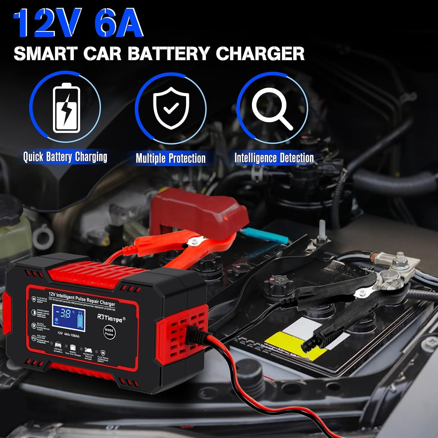 Detalle de I LITTON 12V 6 Amp Car Battery Charger with Pulse Repair and 4 Modes