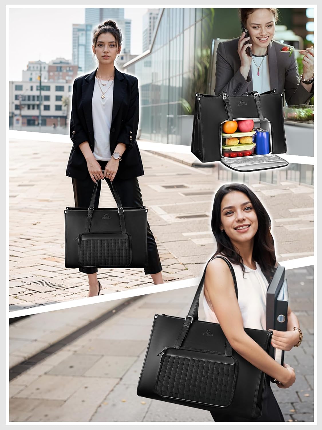 Thumbnail 1 de MATEIN Sac Cabas Femme Grand Format – Sac à Main 15,6" avec Compartiment Isotherme (Noir)