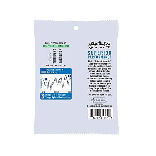Detalle de Martin MA530 Authentic SP Extra Light Phosphor Bronze 10-47 — Corde per chitarra acustica