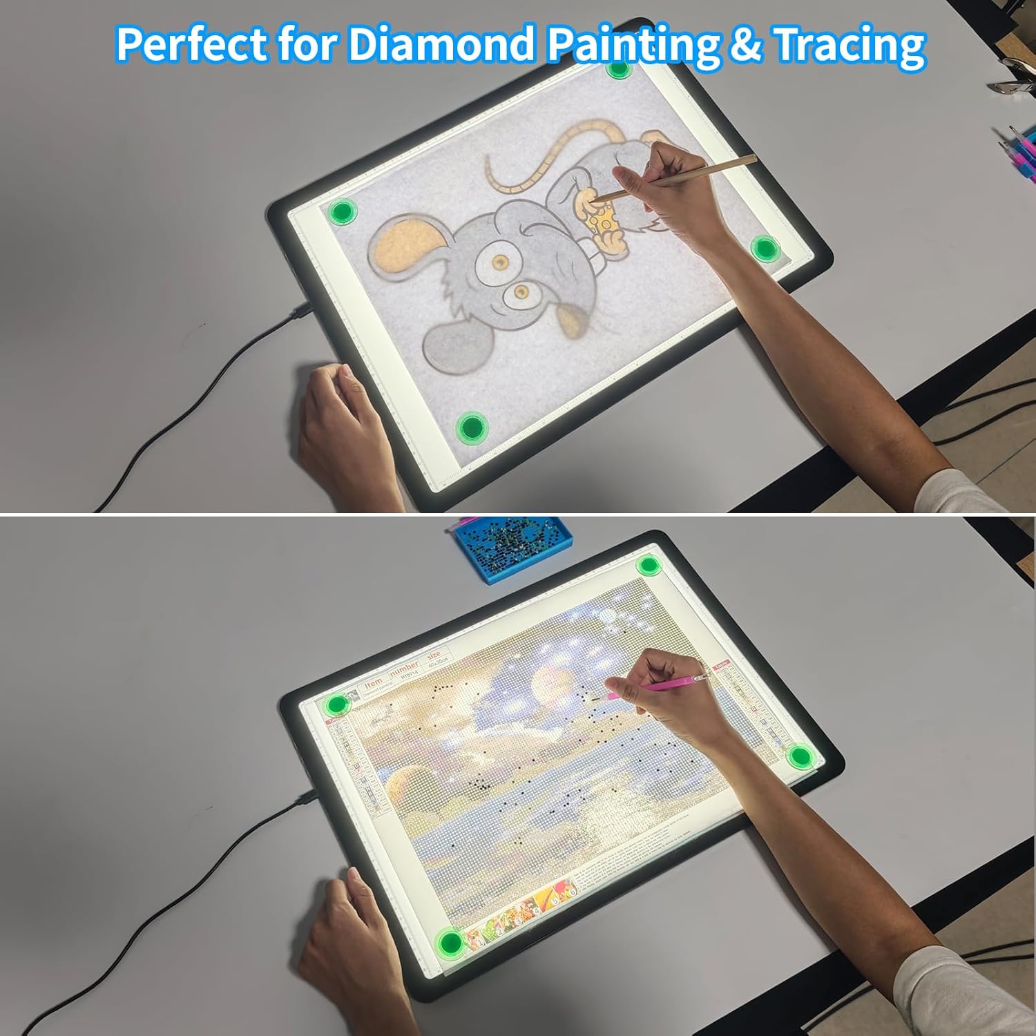 Thumbnail 5 de Phylosal Magnetic A3 Light Pad (Super Bright Light Box) for Tracing & Diamond Art, USB Powered, USB Type C