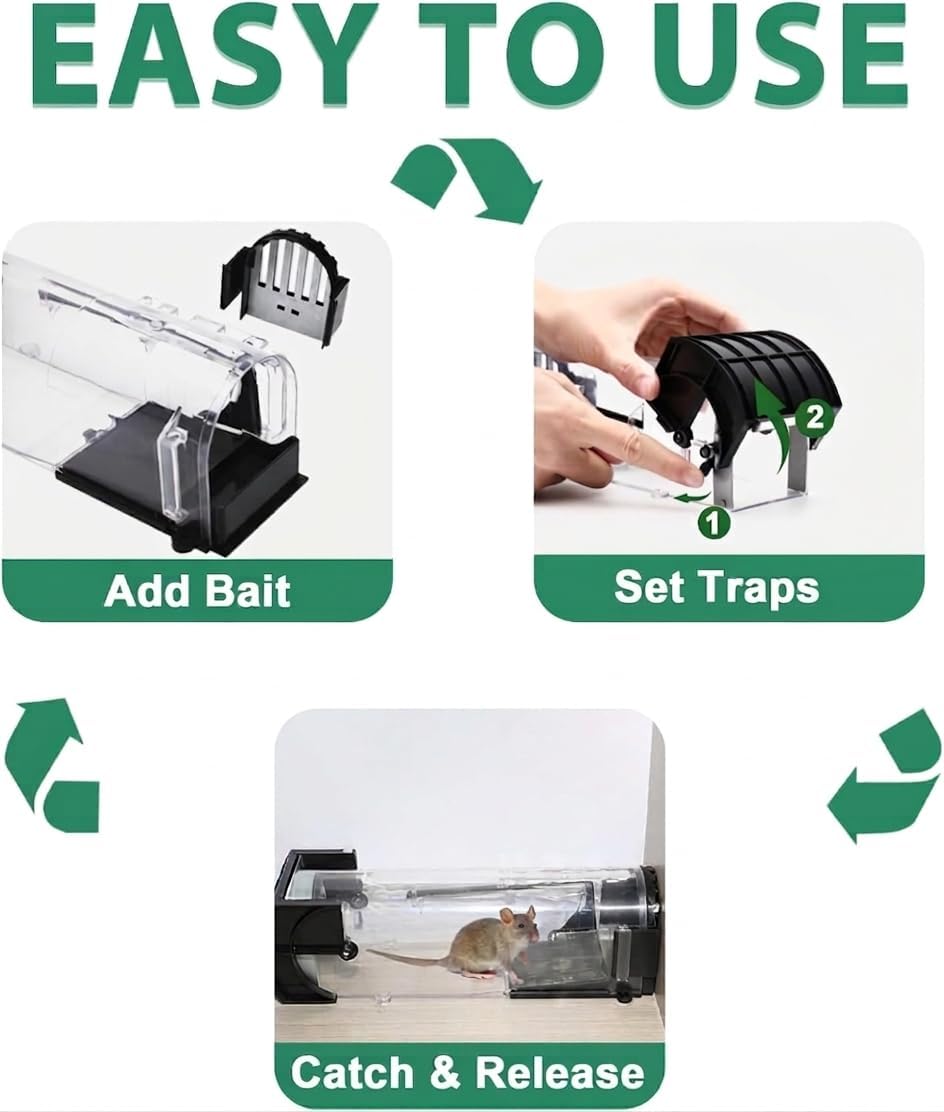Detalle 2 de Humane Mouse Traps 4 Pack — live catch mouse traps 🐭