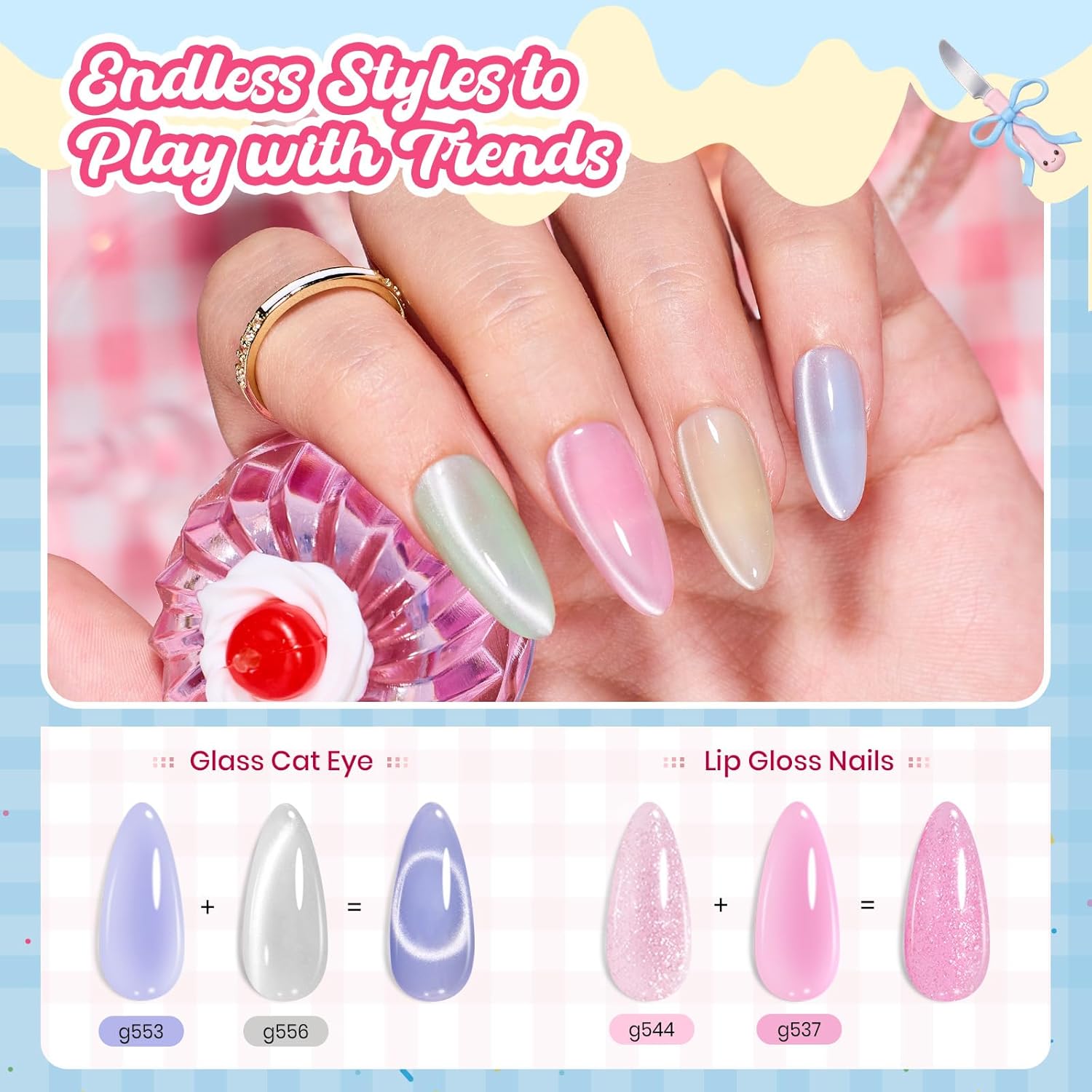 Thumbnail 2 de Beetles Spring Pudding Jelly Gel Nail Polish Set (20 Pastel Colors) with Top Coat & Base