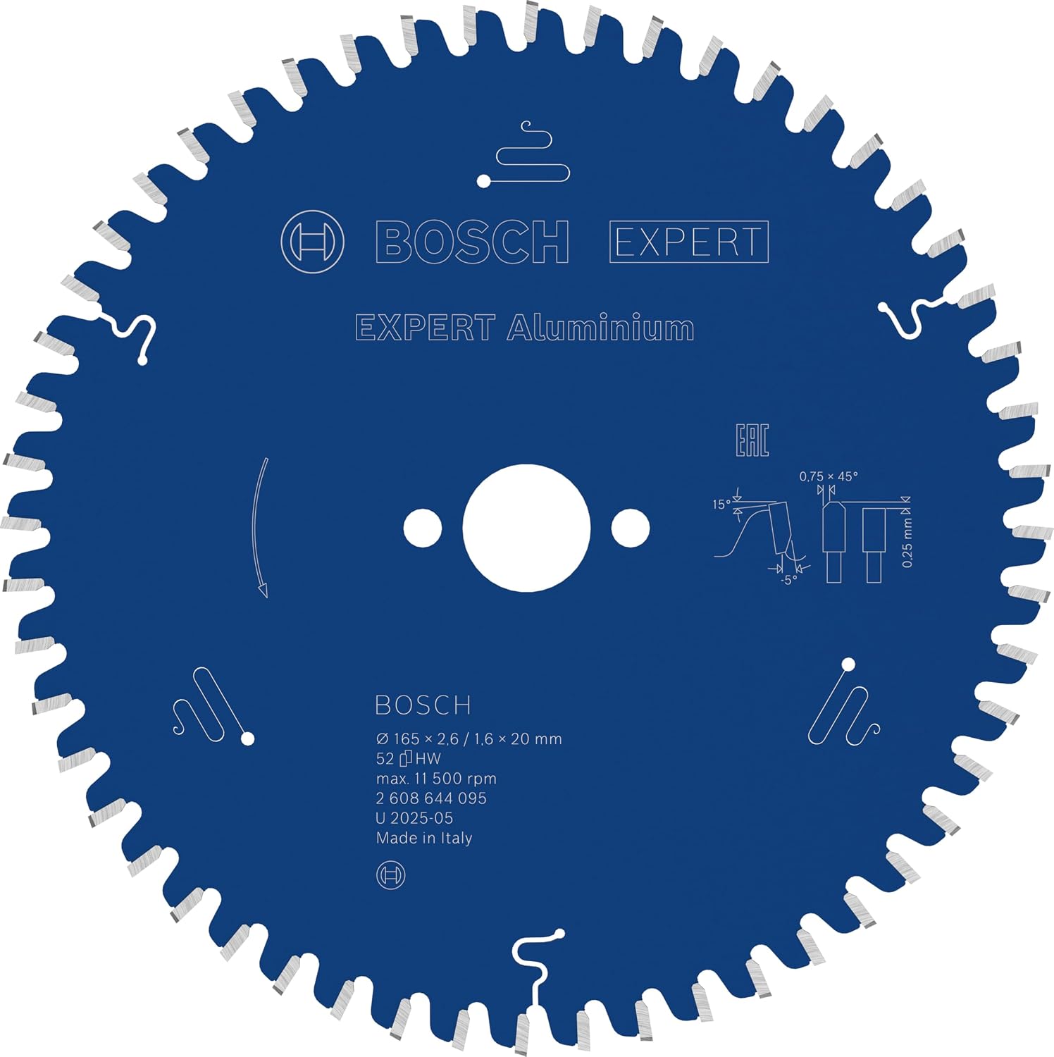 Detalle de Bosch EXPERT aluminiumsågklinga 165 mm, 52 tänder och hårdmetallteknik