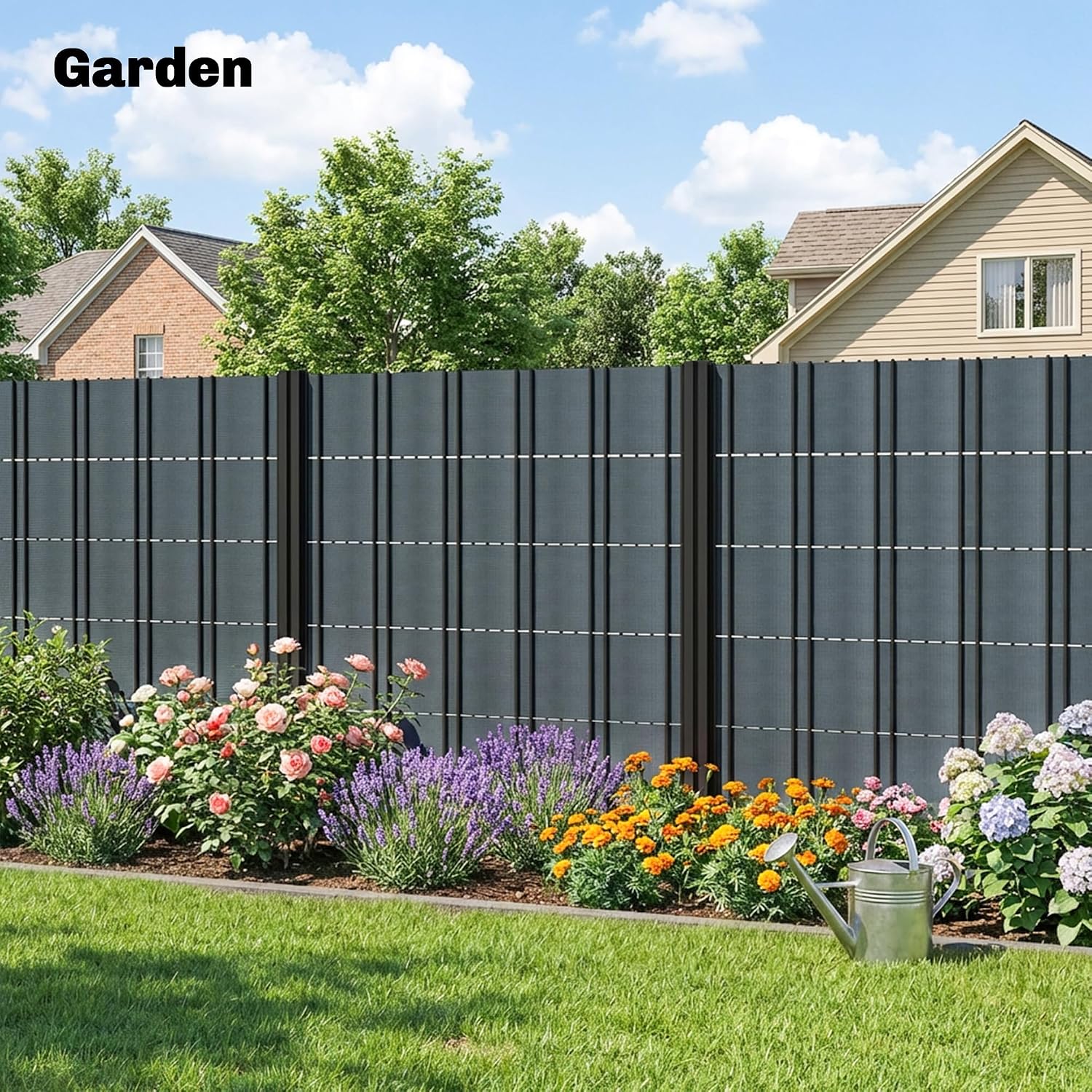 Detalle de Outsunny Privacy Garden Screen Fence, 450gsm PVC, Waterproof, UV-Resistant, Grey