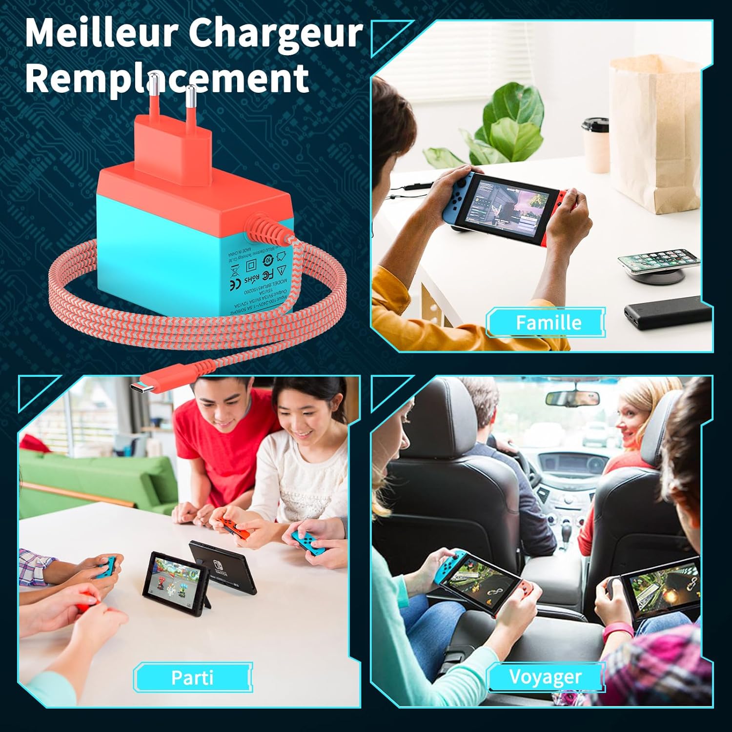 Thumbnail 6 de Etssembo Chargeur Switch 15V 2,6A — Adaptateur Secteur USB‑C pour Switch Lite / Switch OLED / Switch
