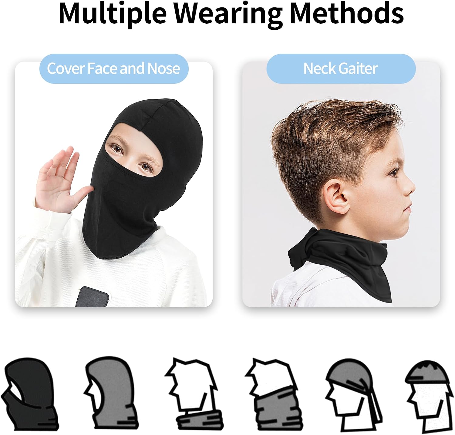 Detalle de Pukavt Kids Balaclava Ski Mask, UV Protection, Windproof Polyester
