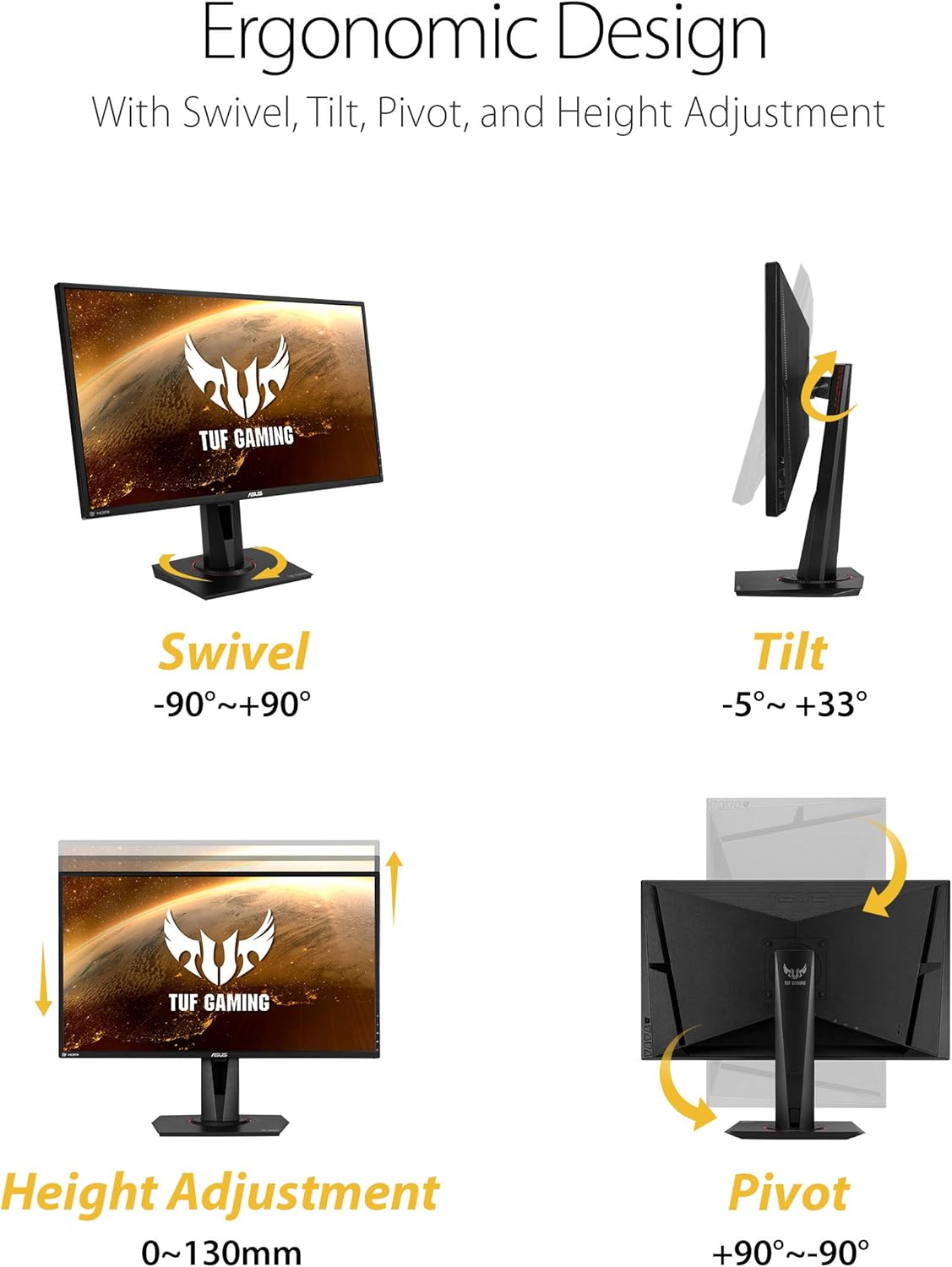 Detalle de ASUS TUF Gaming VG27AQ: 27" 2K HDR IPS Monitor for Smooth, Immersive Play