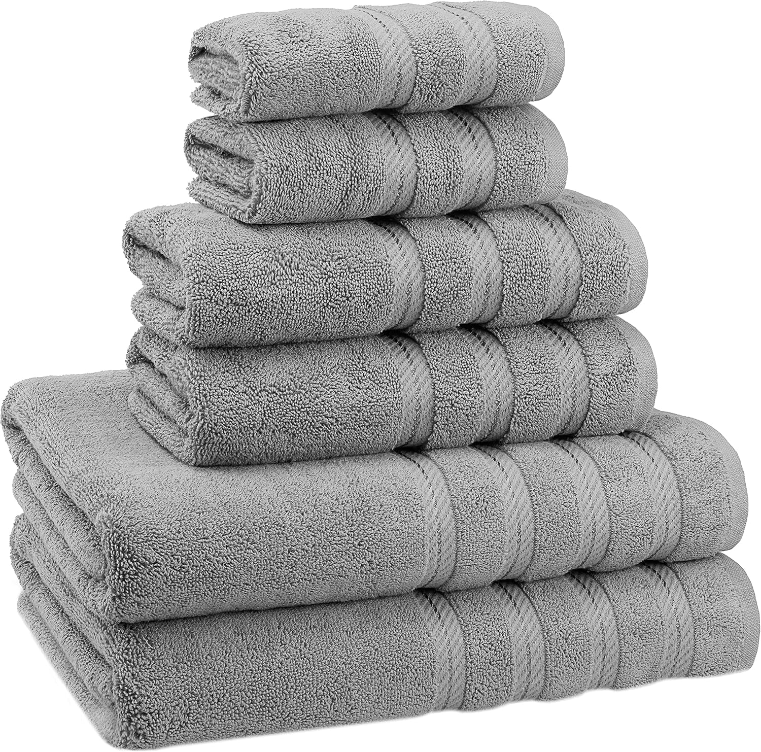 Detalle de American Soft Linen – jasnoszary zestaw 6 ręczników z tureckiej bawełny