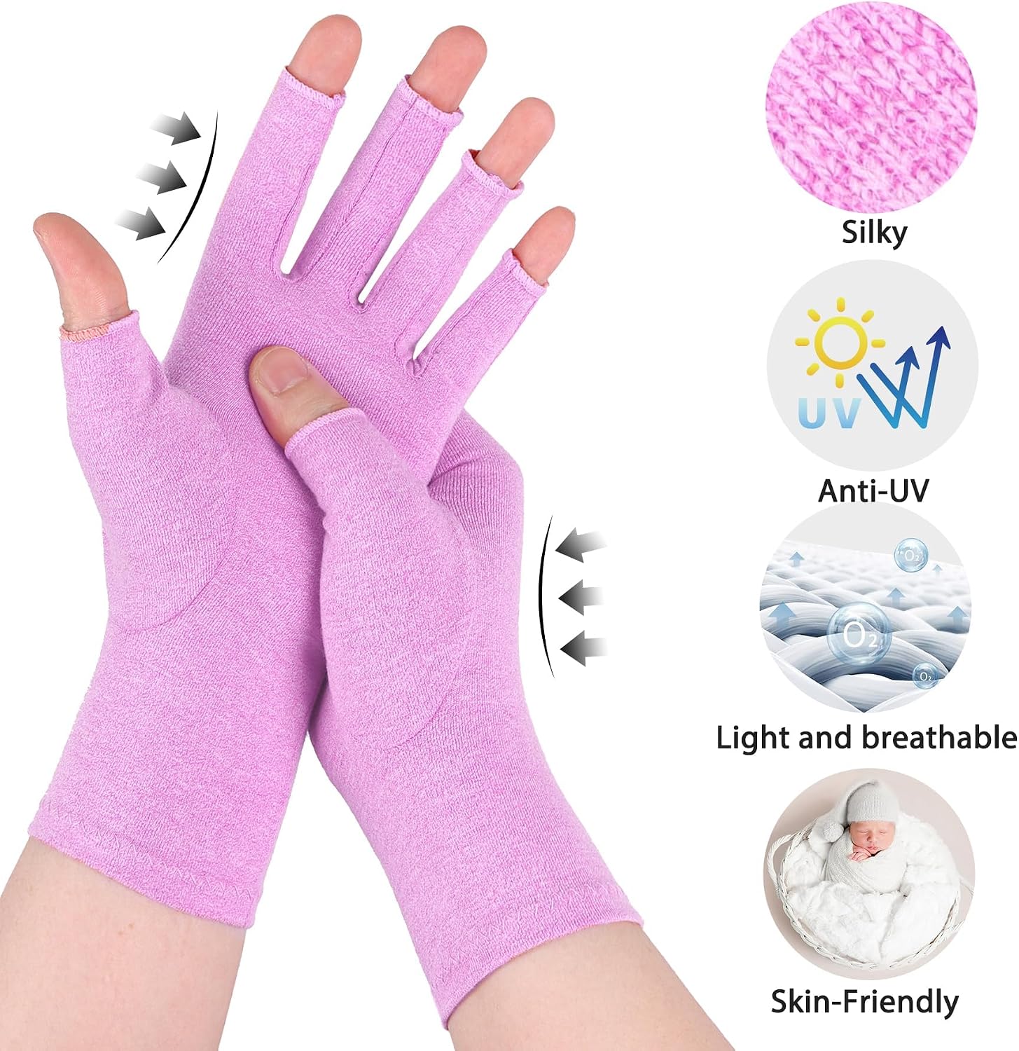 Detalle de Fingerless Gloves for Women and Men – Breathable Cotton-Blend Half Finger Gloves