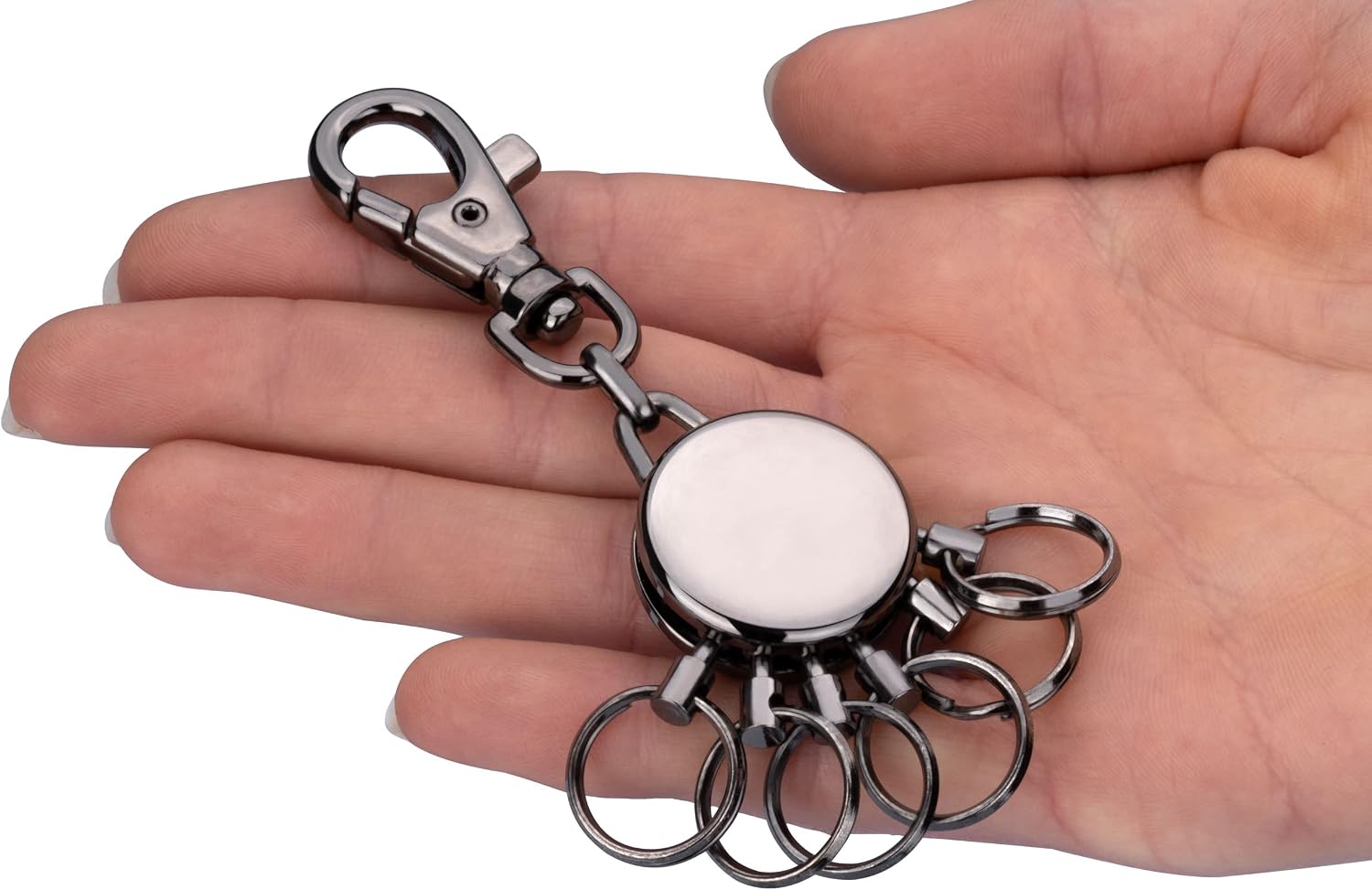 Thumbnail 6 de TROIKA Basic GM (gun metal) – Schlüssel-Organizer mit Karabiner und 6 austauschbaren Ringen
