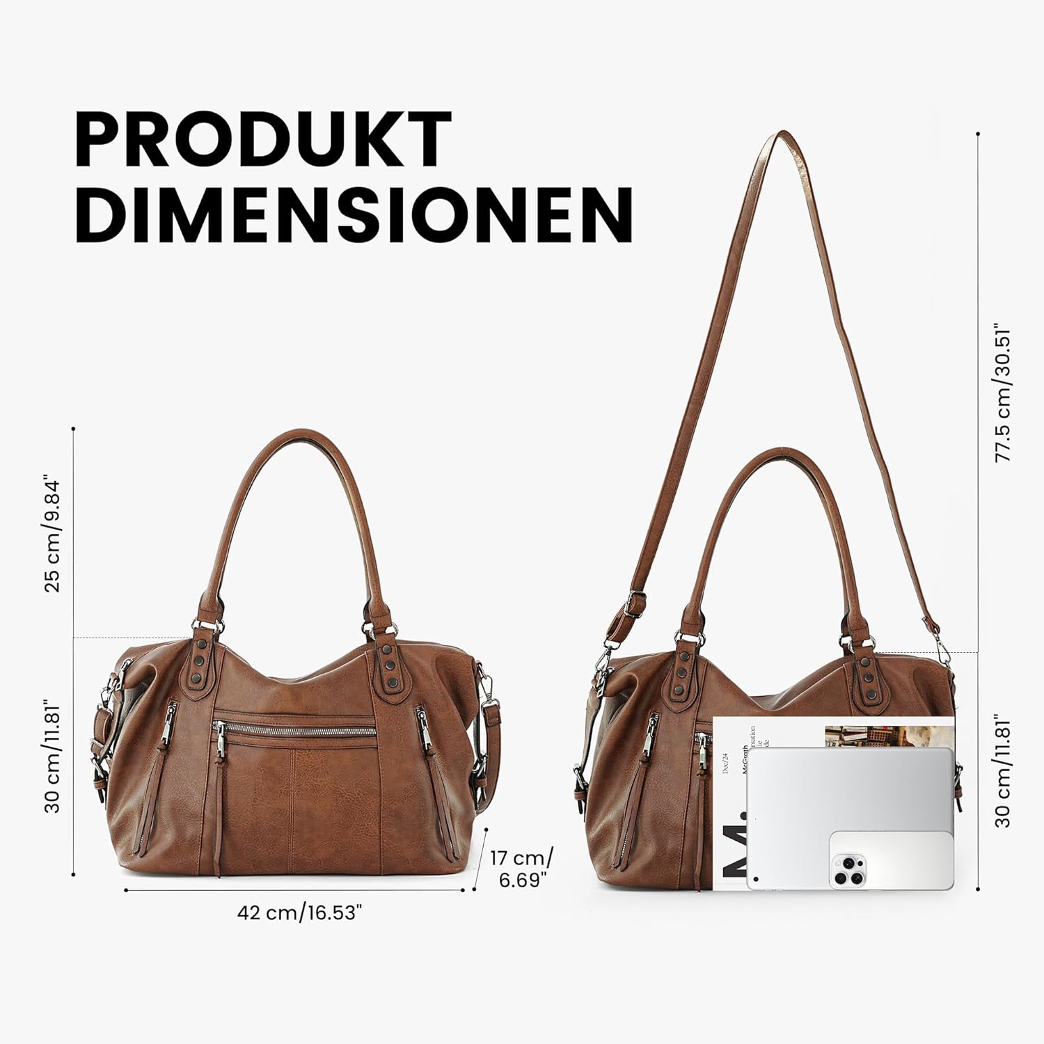 Thumbnail 4 de TANTOMI Damenhandtasche Mittelgroße Umhängetasche & Crossbody-Tasche mit verstellbarem Schulterriemen