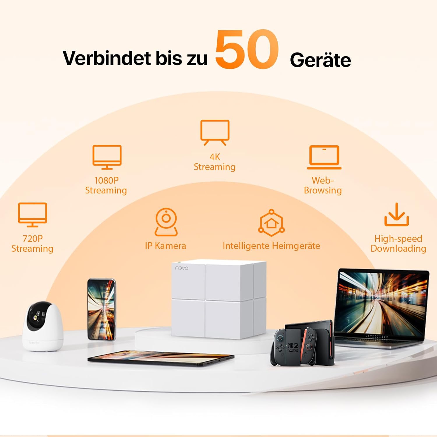 Thumbnail 4 de Tenda Nova MW6 Mesh WLAN System (AC1200) – Dual-Band Mesh-Set für bis zu 4 Schlafzimmer, 6× Gigabit-Port