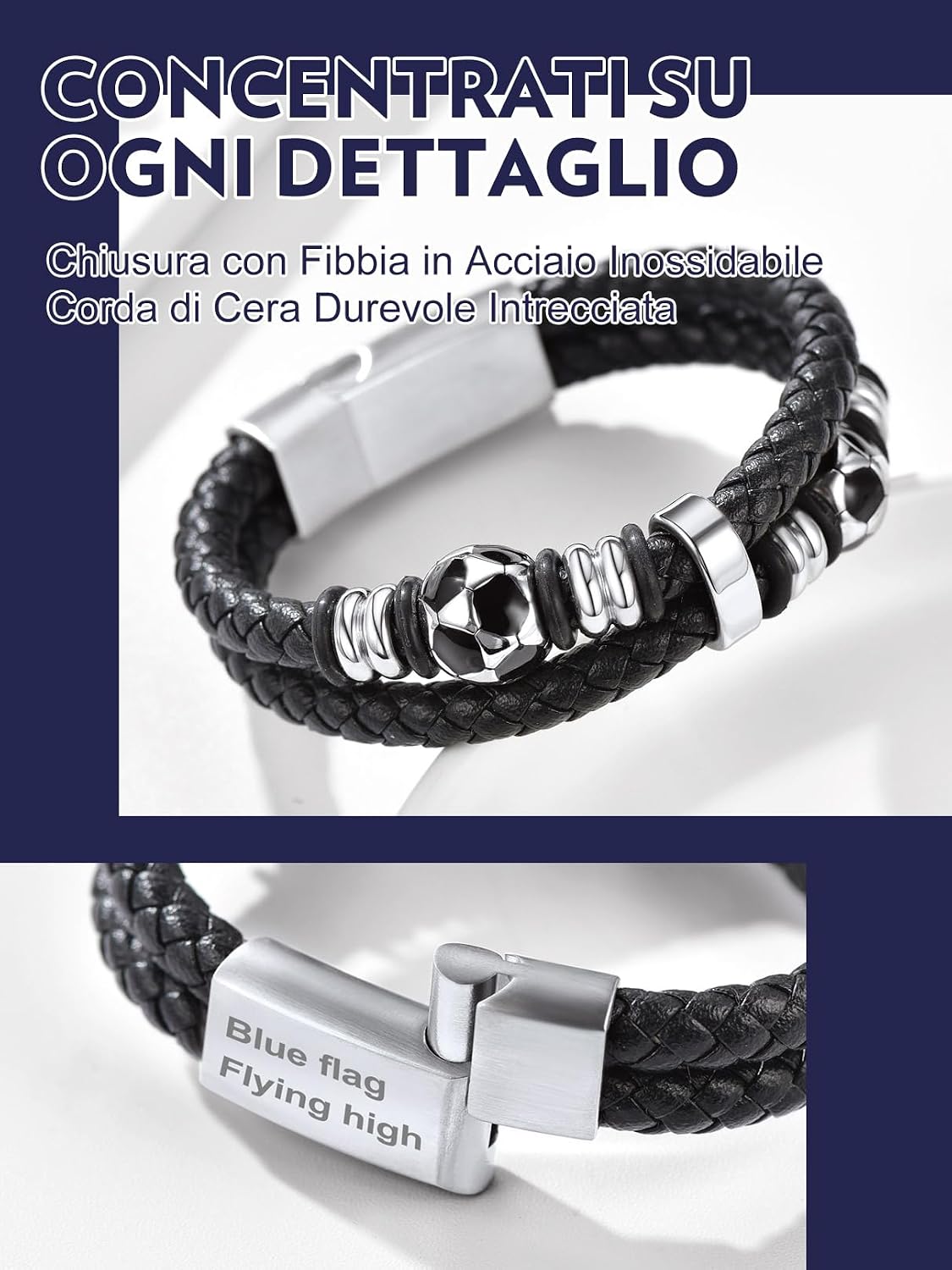 Thumbnail 2 de Bandmax Bracciale Uomo Pelle Cuoio 19 cm