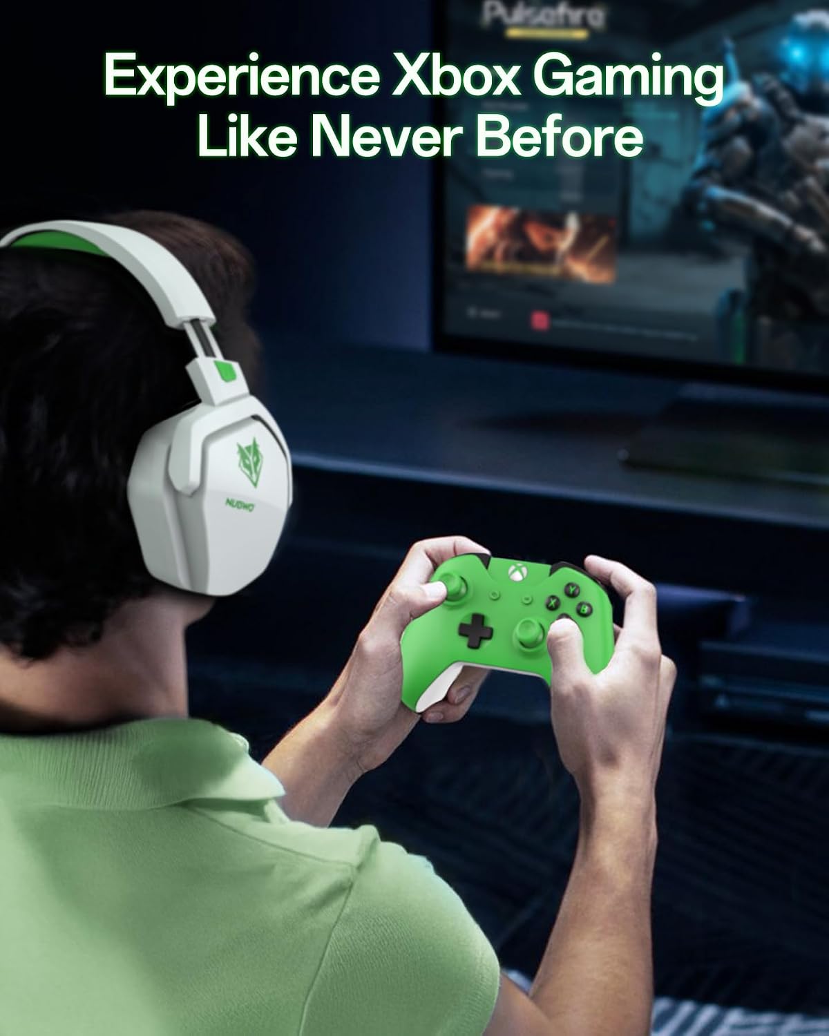 Thumbnail 1 de NUBWO N16 Gaming-Headset (Mikrofon mit Geräuschunterdrückung) – Stereo-Sound für PS5/PS4, Xbox One, Switch, PC & Laptop – Weiß/Grün