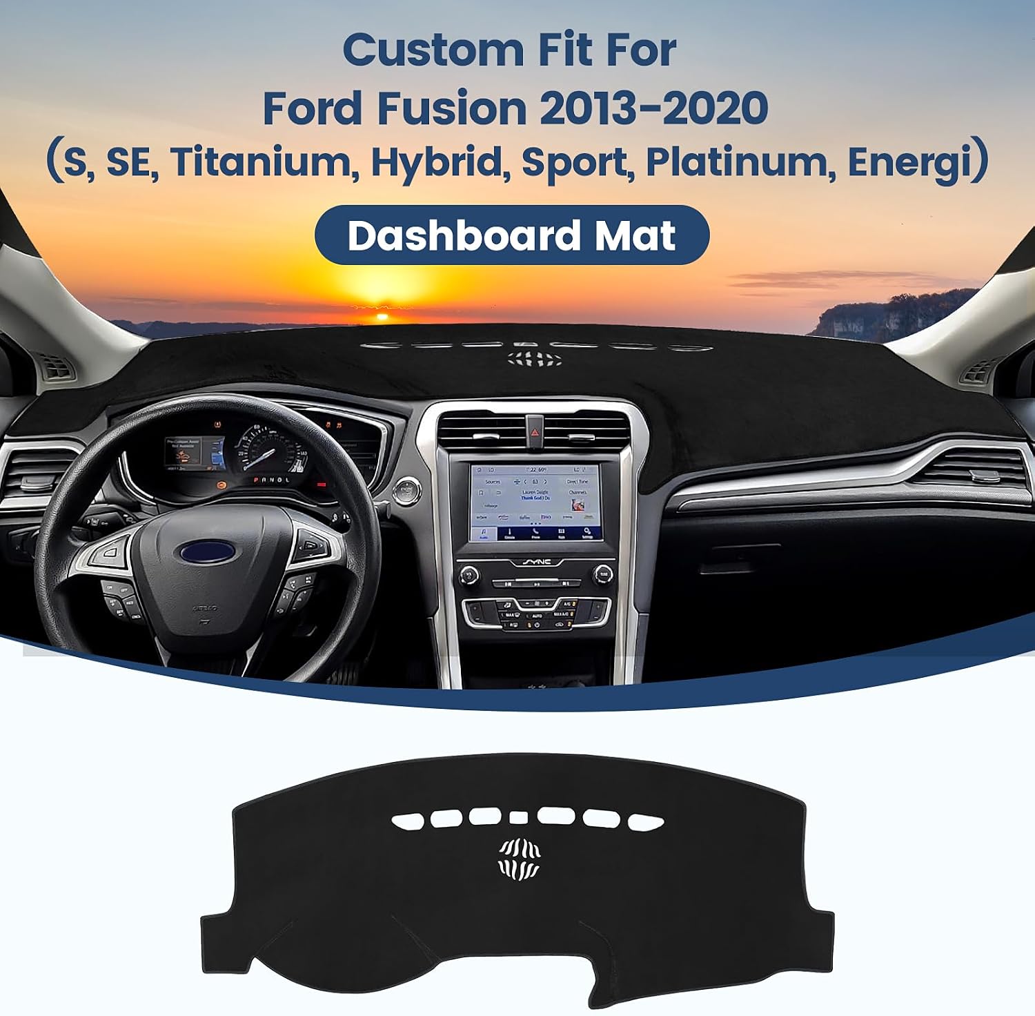 Thumbnail 1 de Rilsen Dash Cover for 2013-2020 Ford Fusion — Flannel Nonslip Dashboard Mat
