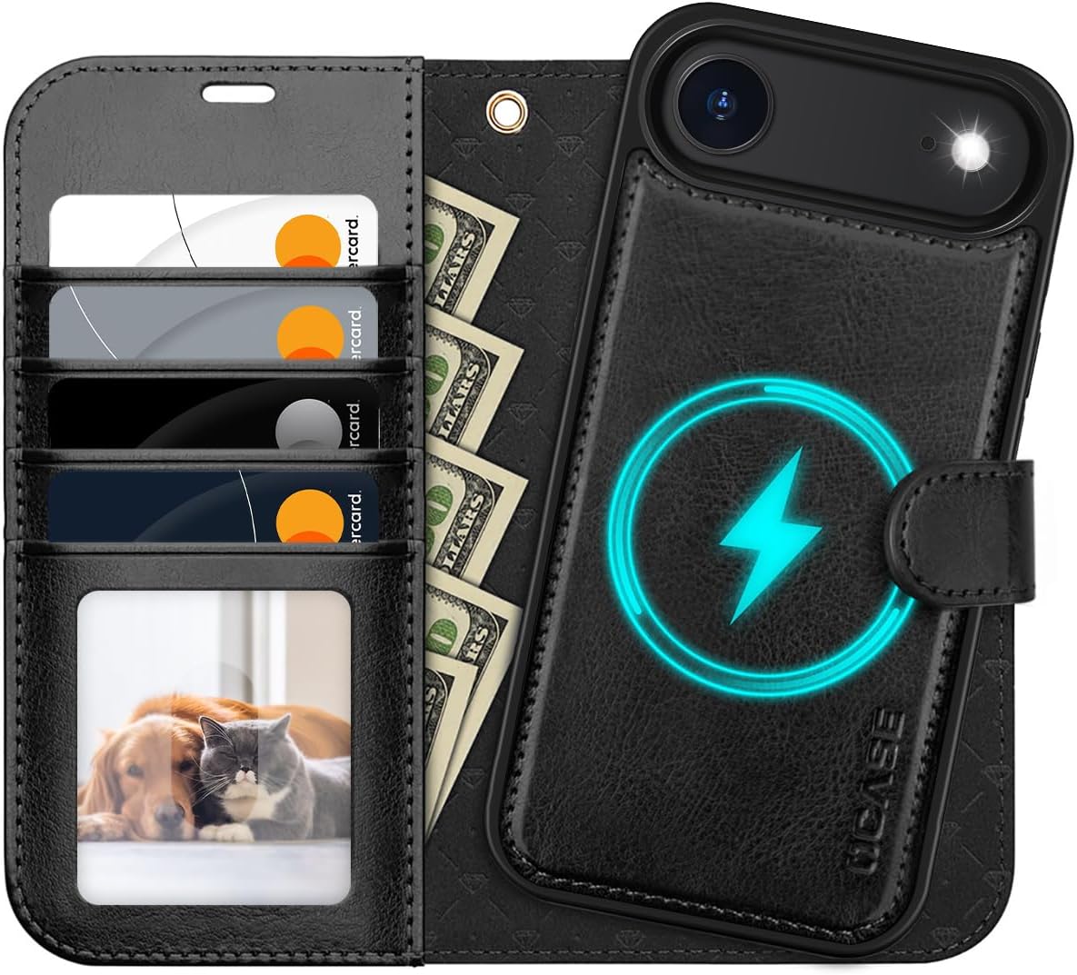 Detalle de OCASE iPhone Air Hülle Magnetische Lederhülle mit Kartenfach